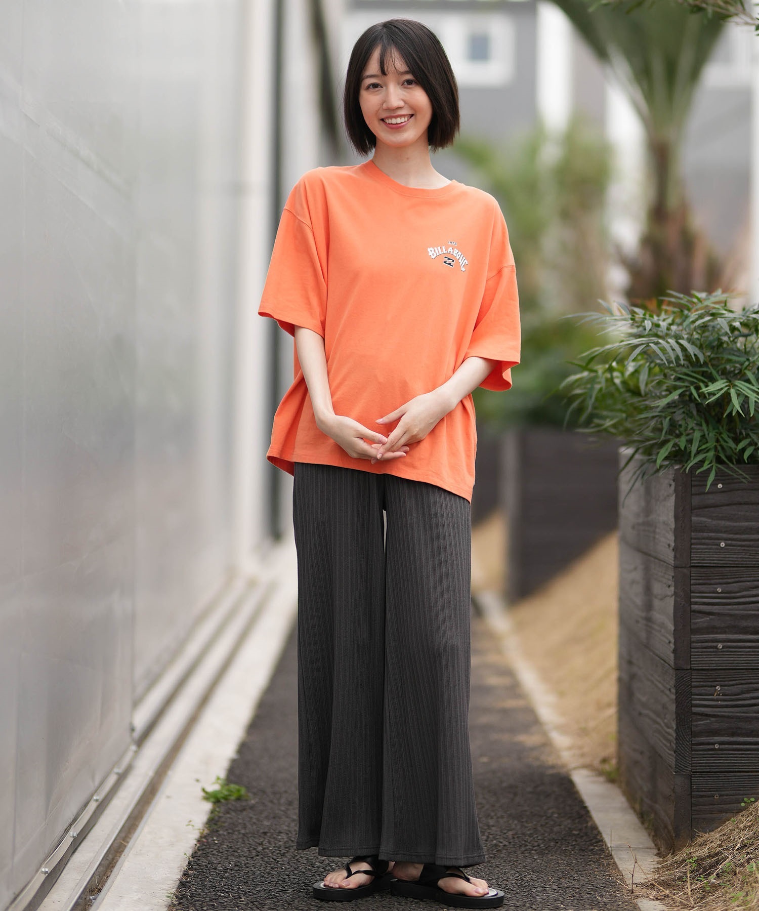 BILLABONG ビラボン 半袖 Tシャツ レディース バックプリント MESSAGE ARCH MEDIUM LOOSE BG013211(OCS-M)
