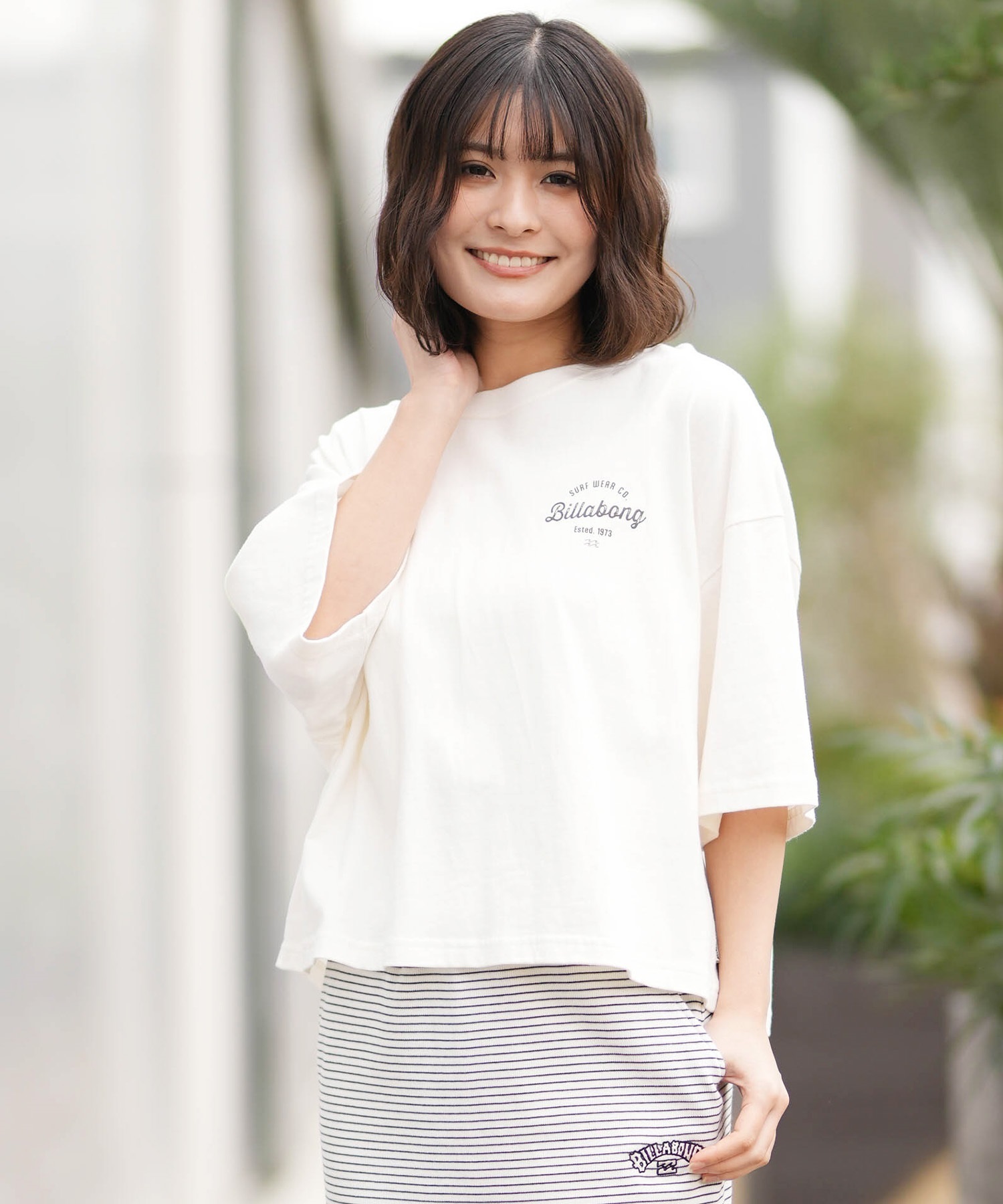 BILLABONG ビラボン 半袖 Tシャツ レディース ARCH ROUGH LOGO CROP T