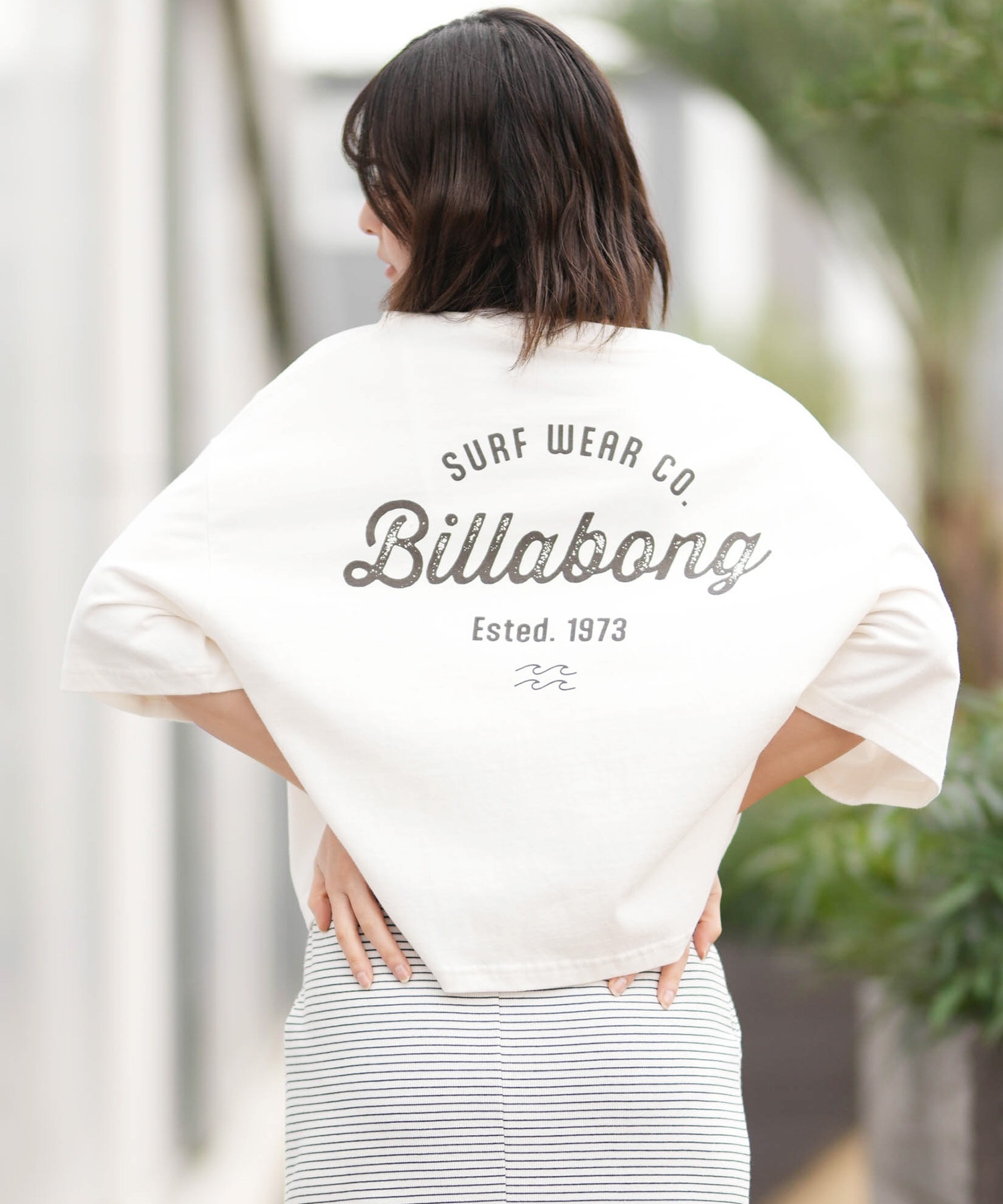 BILLABONG ビラボン 半袖 Tシャツ レディース ARCH ROUGH LOGO CROP T