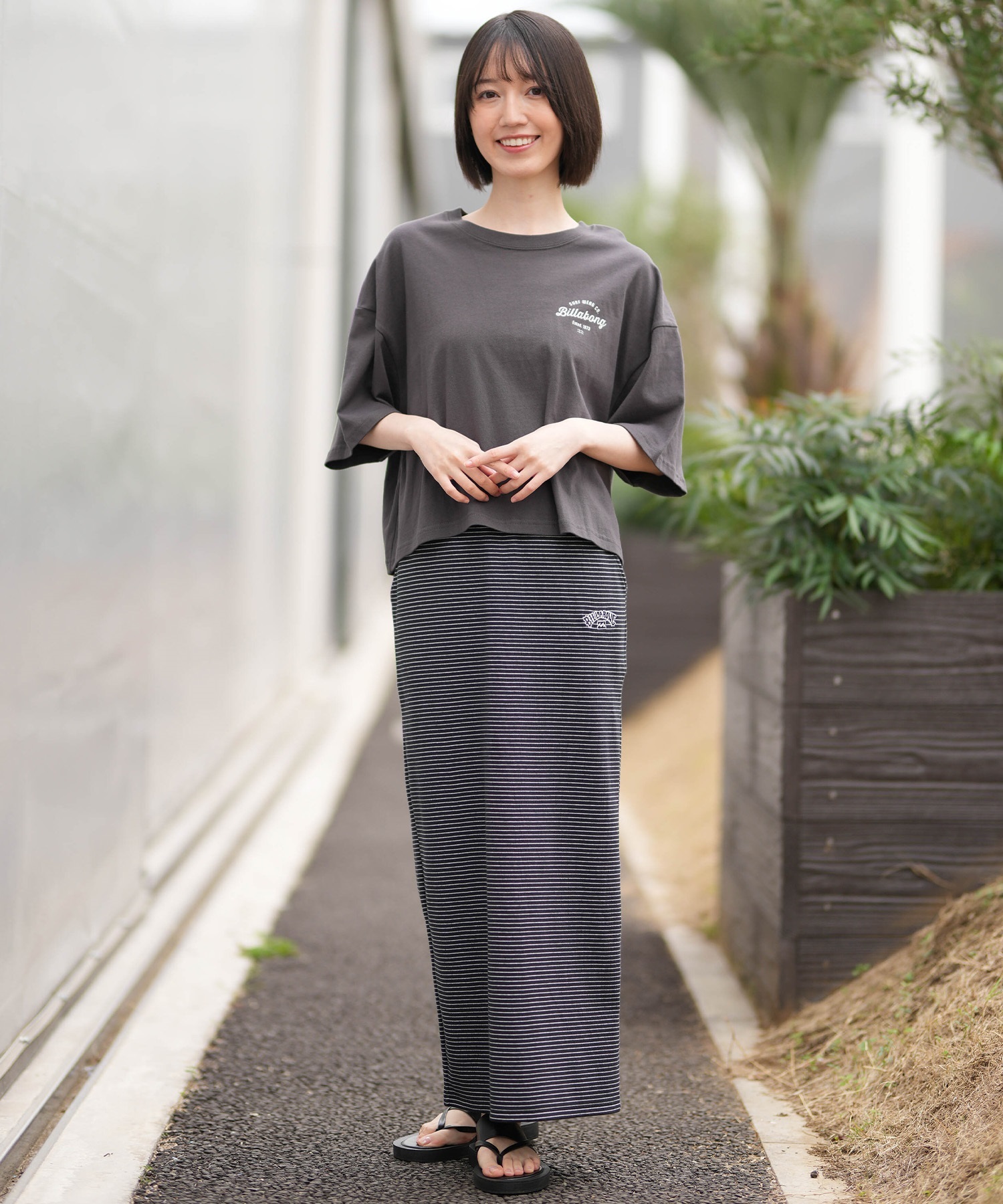 BILLABONG ビラボン 半袖 Tシャツ レディース ARCH ROUGH LOGO CROP T