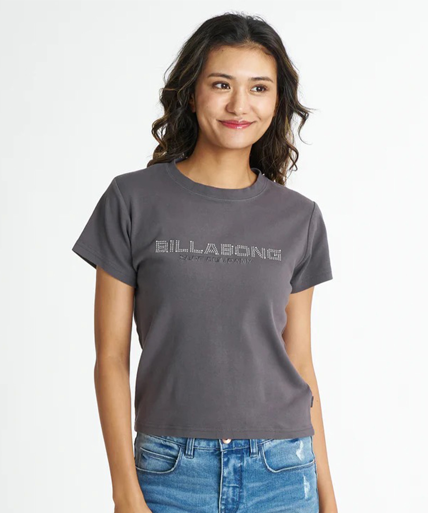 BILLABONG ビラボン 半袖 Tシャツ レディース ロゴ STUDS LOGO BABY FIT TEE BG01C214(DBU1-M)