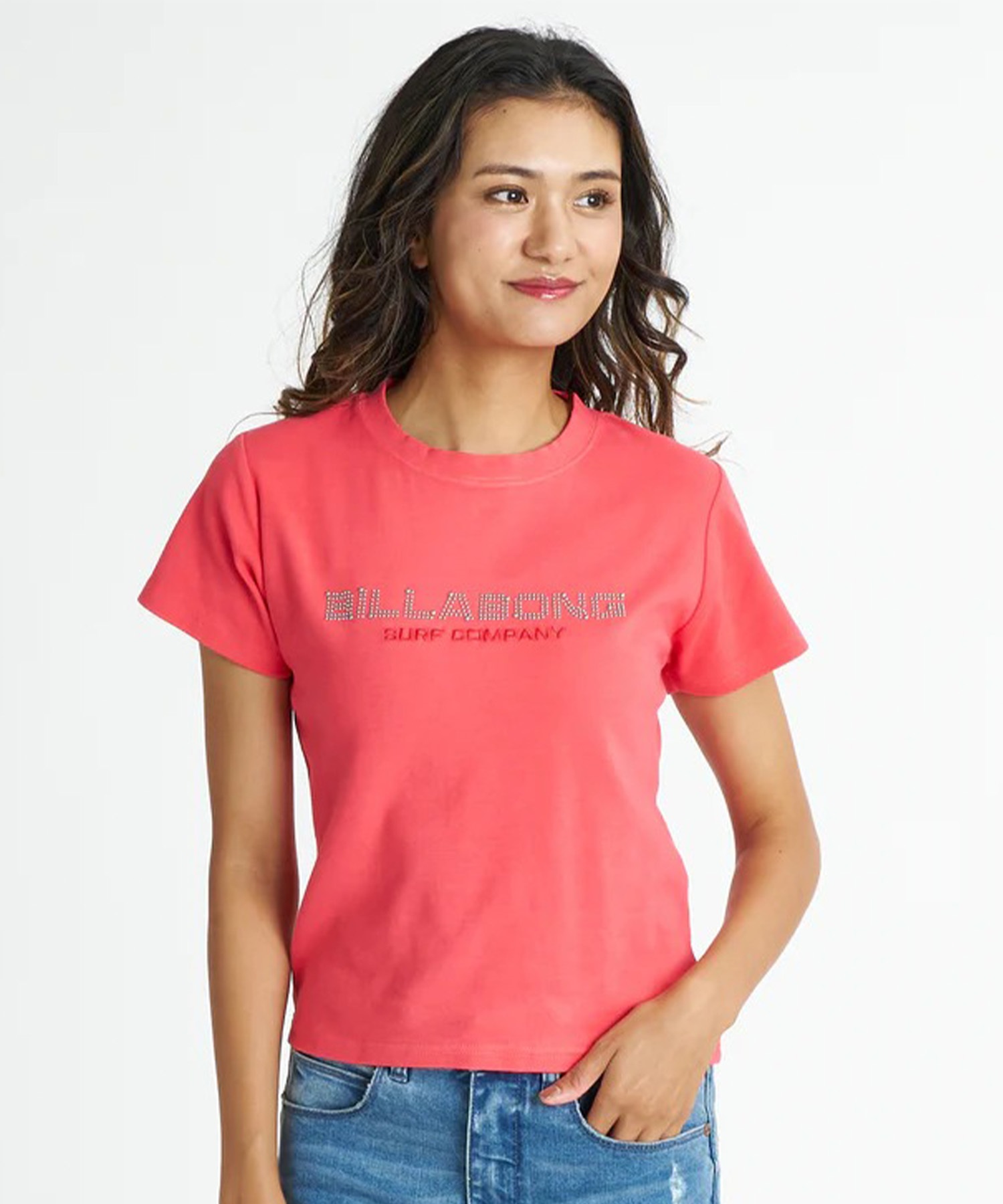 BILLABONG ビラボン 半袖 Tシャツ レディース ロゴ STUDS LOGO BABY FIT TEE BG01C214(DBU1-M)
