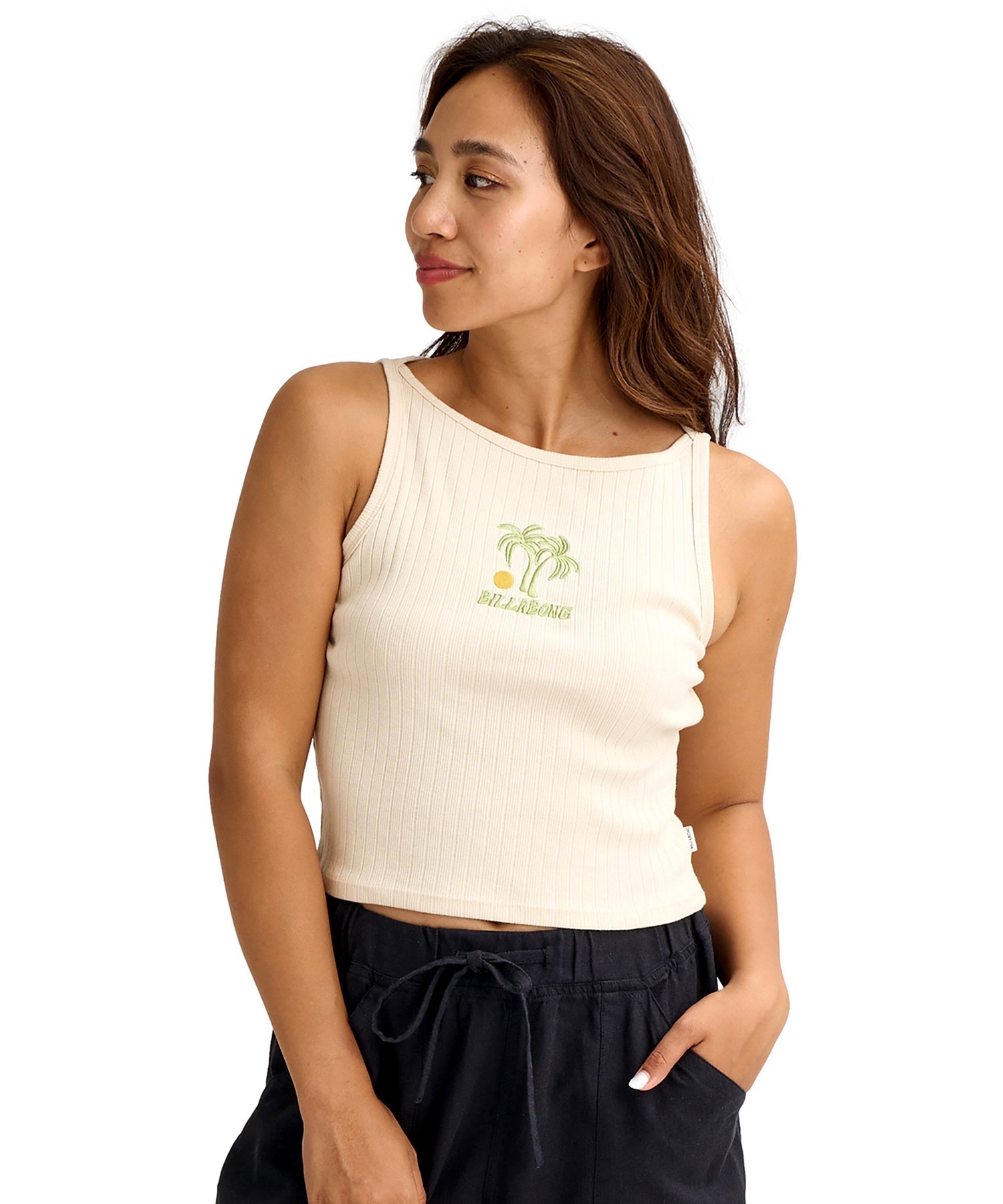 BILLABONG ビラボン タンクトップ レディース ロゴ リブ ショート丈