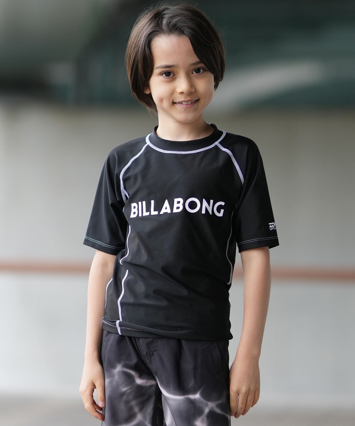 BILLABONG ビラボン 水着 ラッシュガード 半袖 Tシャツ キッズ ジュニア 子供 BOYS RASHGUARD LOGO S S BG015850(BLU-130cm)
