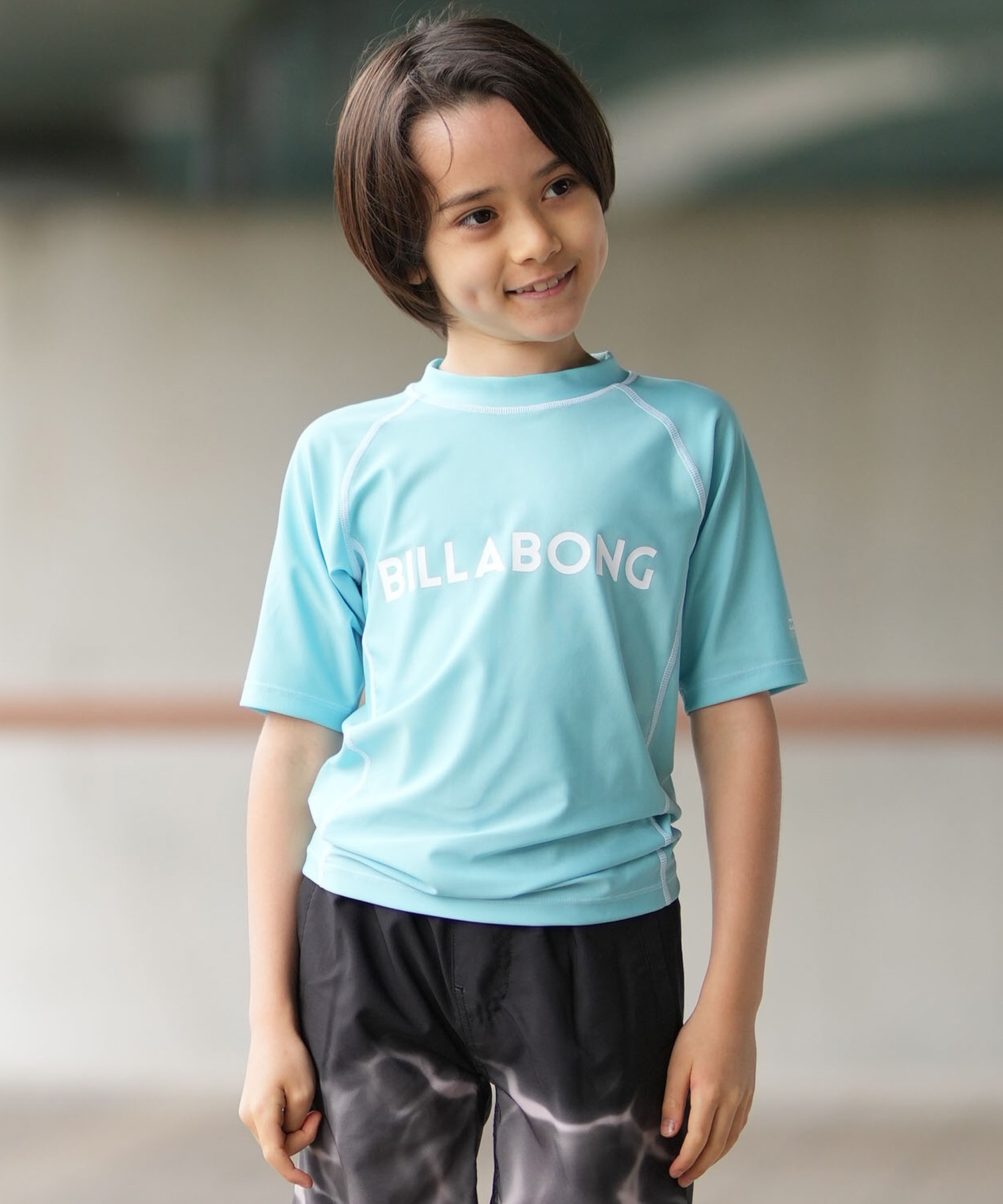 BILLABONG ビラボン 水着 ラッシュガード 半袖 Tシャツ キッズ ジュニア 子供 BOYS RASHGUARD LOGO S S BG015850(BLU-130cm)