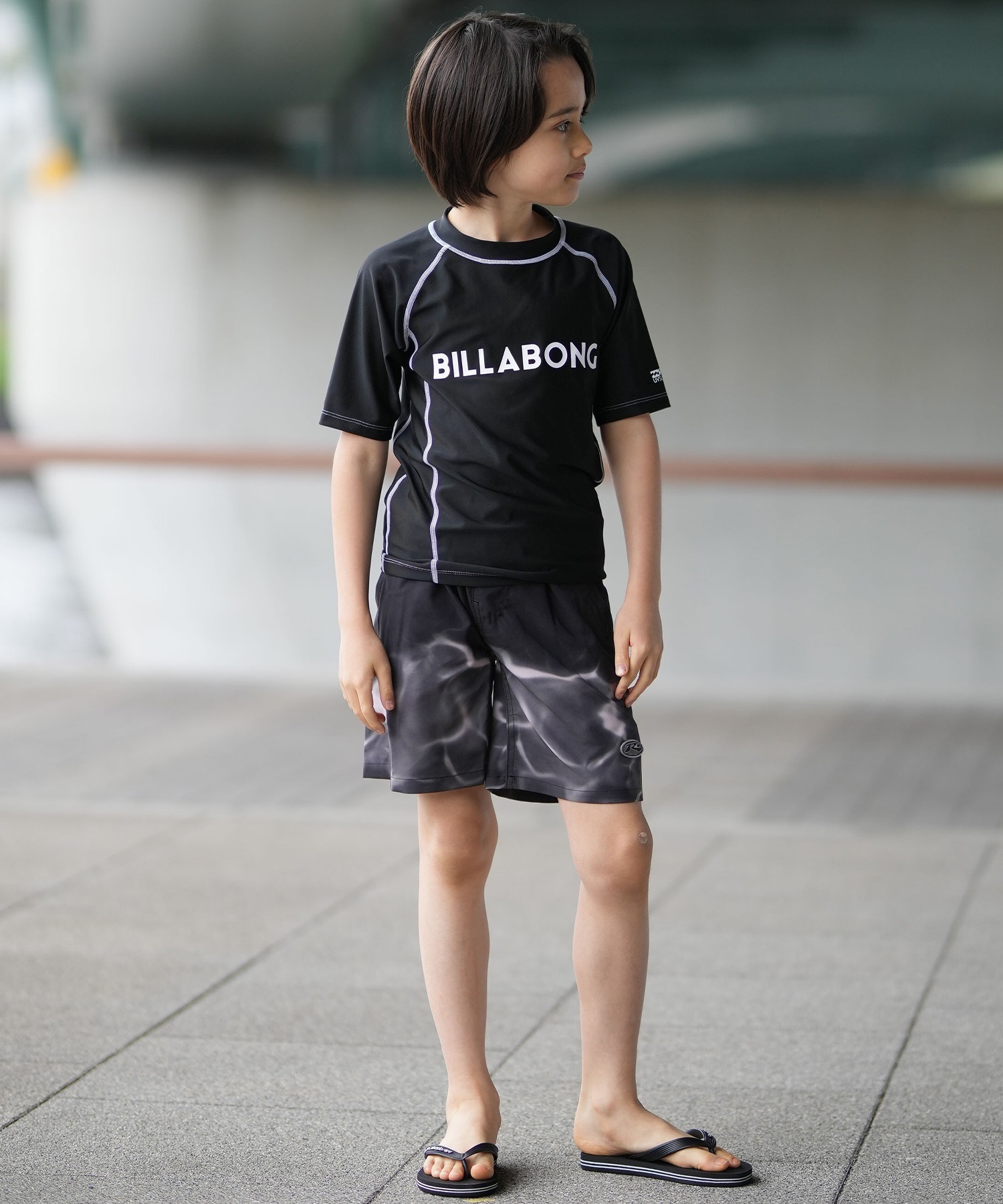 BILLABONG ビラボン 水着 ラッシュガード 半袖 Tシャツ キッズ ジュニア 子供 BOYS RASHGUARD LOGO S S BG015850(BLU-130cm)