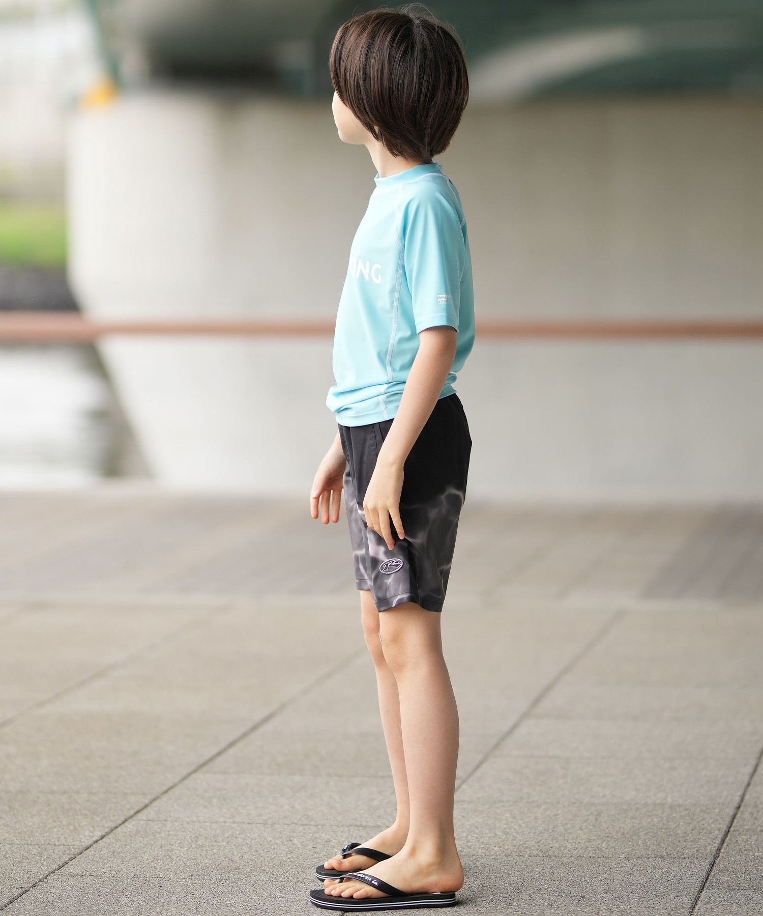 BILLABONG ビラボン 水着 ラッシュガード 半袖 Tシャツ キッズ ジュニア 子供 BOYS RASHGUARD LOGO S S BG015850(BLU-130cm)