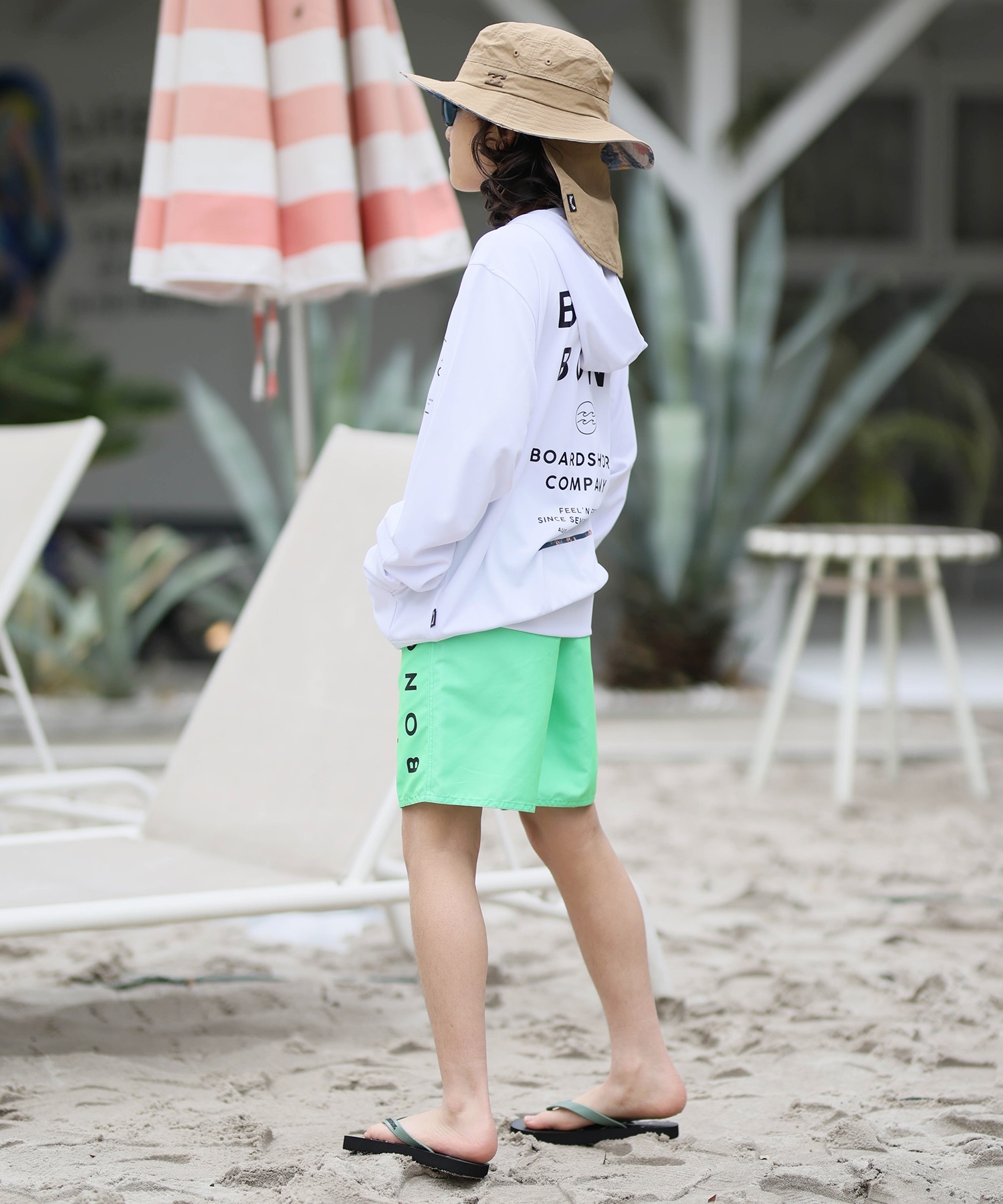 BILLABONG ビラボン ラッシュガード ジップアップ パーカー キッズ BOYS RASHGUARD ZIP HOODIE  BG015852(WHT-130cm)