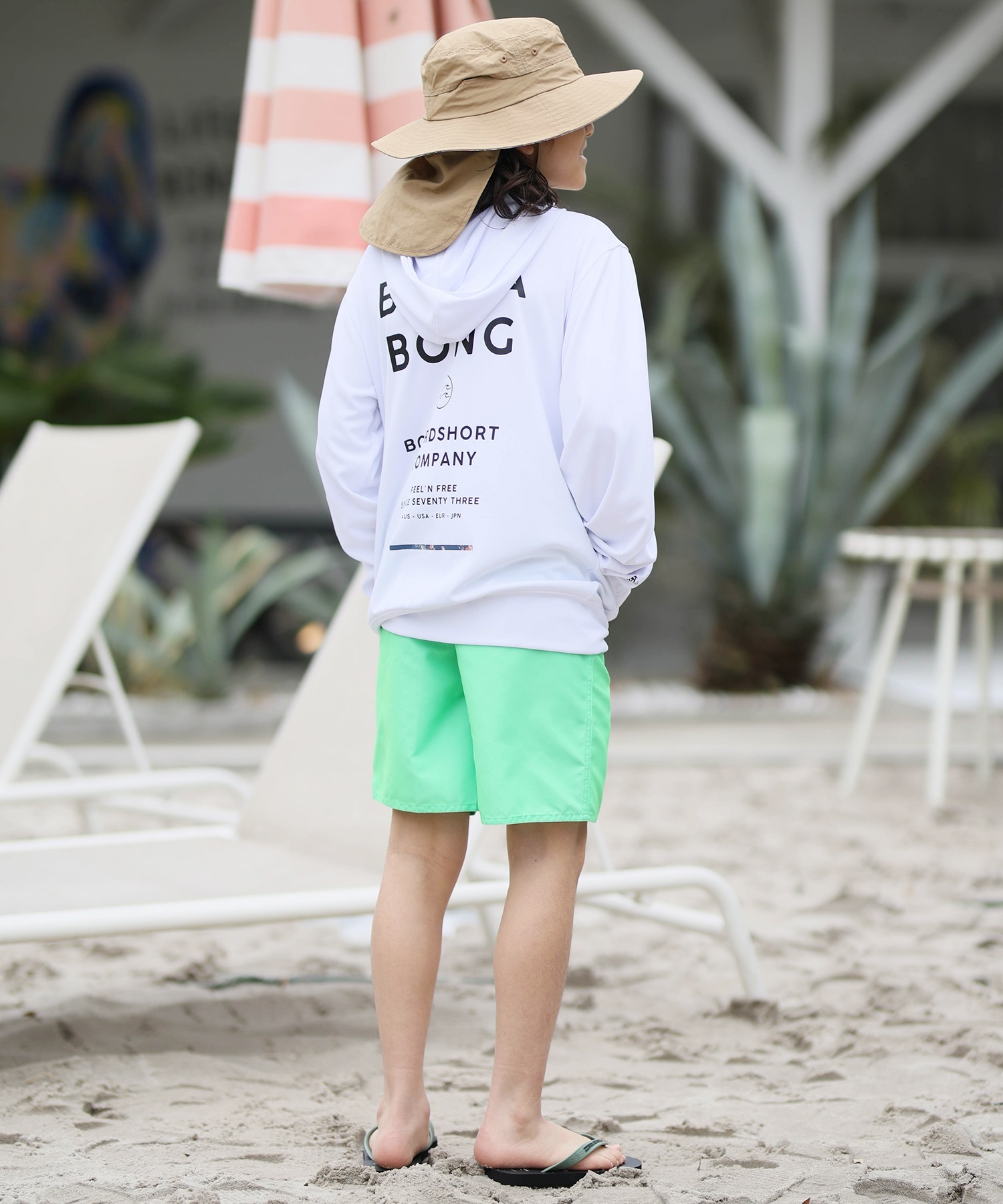 BILLABONG ビラボン ラッシュガード ジップアップ パーカー キッズ BOYS RASHGUARD ZIP HOODIE  BG015852(WHT-130cm)
