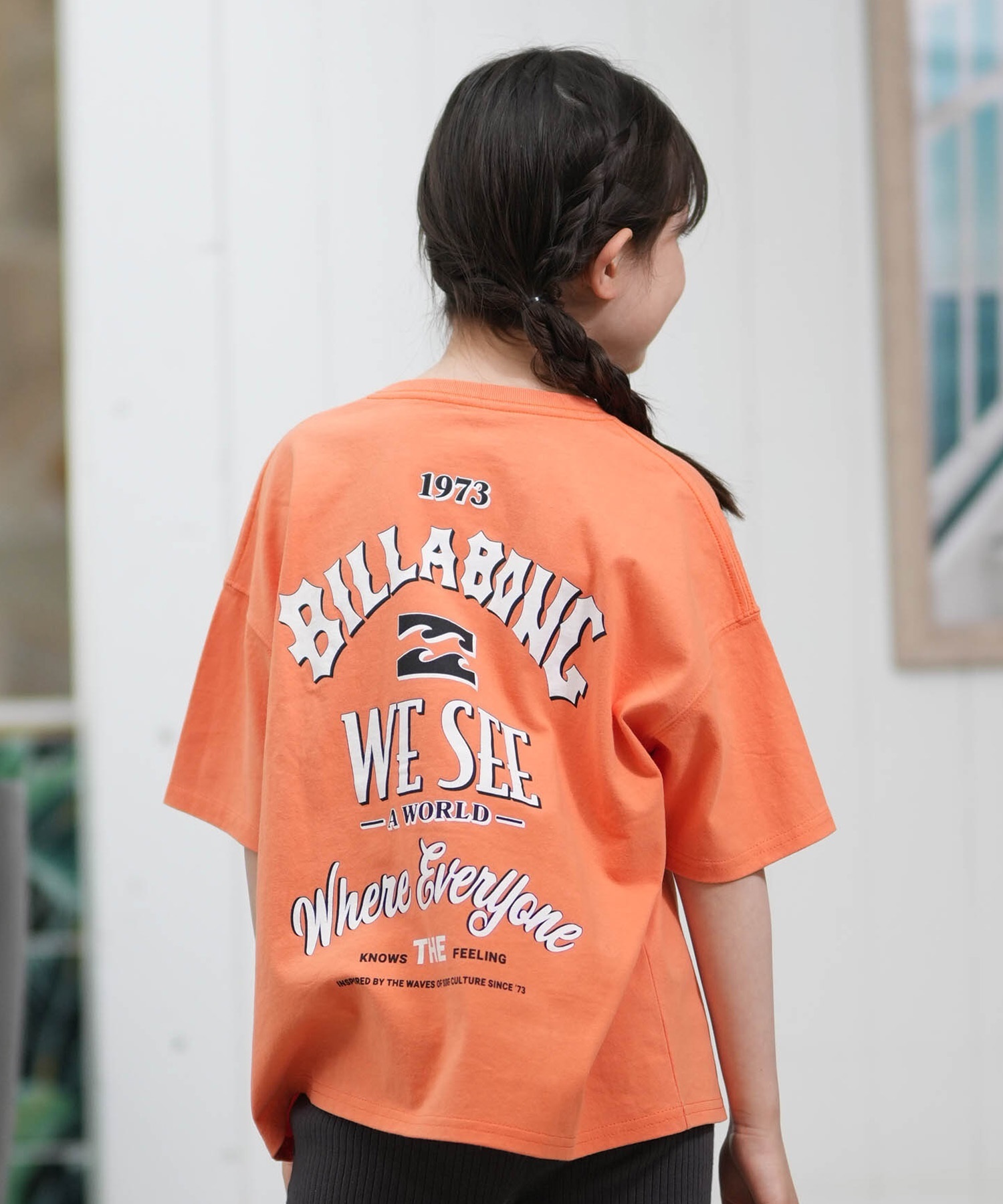 BILLABONG ビラボン 半袖 Tシャツ キッズ ジュニア 子供 バックプリント MESSAGE ARCH BG015251(OFB-130cm)