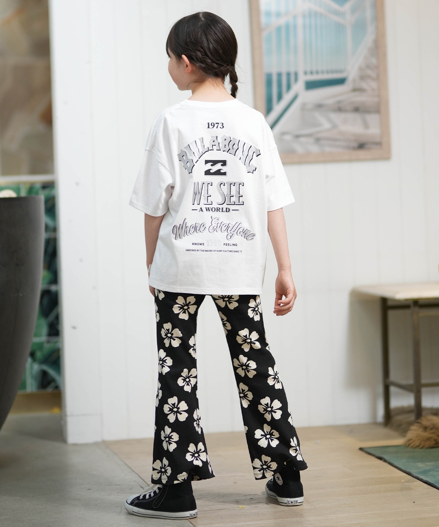 BILLABONG ビラボン 半袖 Tシャツ キッズ ジュニア 子供 バックプリント MESSAGE ARCH BG015251(OFB-130cm)