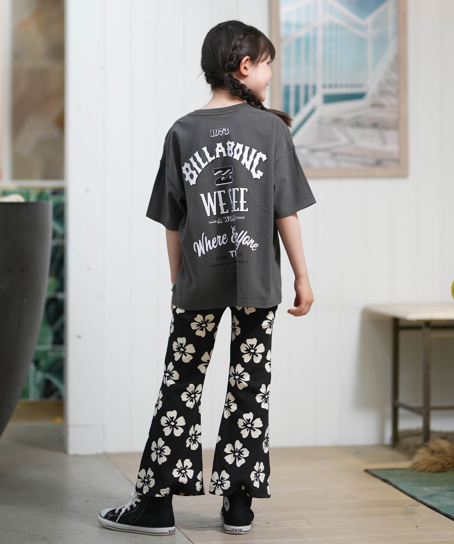 BILLABONG ビラボン 半袖 Tシャツ キッズ ジュニア 子供 バックプリント MESSAGE ARCH BG015251(OFB-130cm)