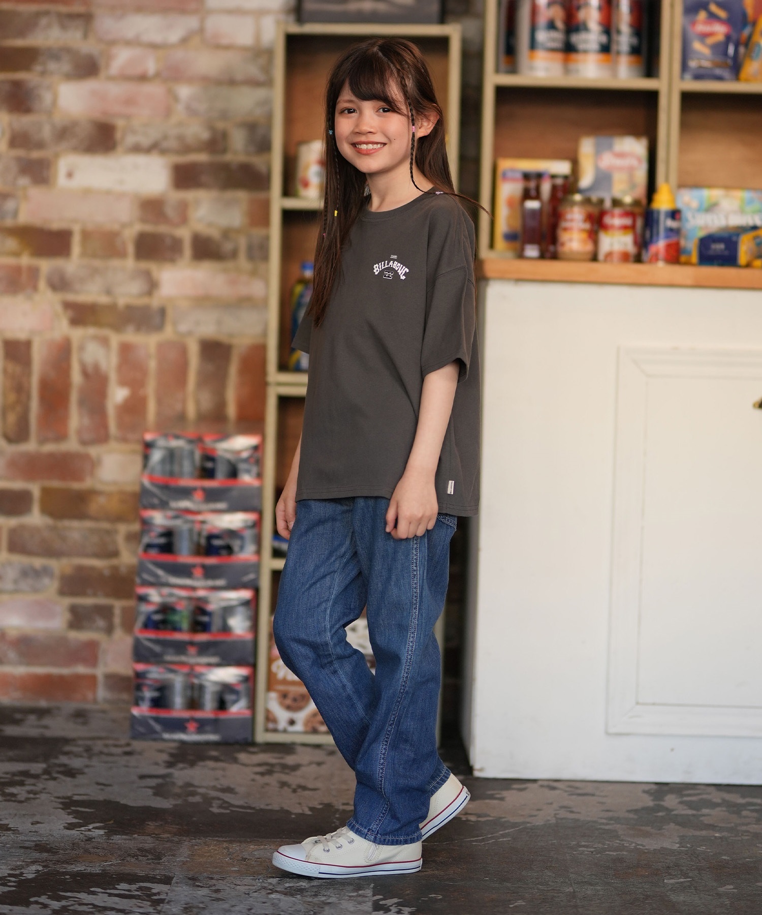 BILLABONG ビラボン 半袖 Tシャツ キッズ ジュニア 子供 バックプリント MESSAGE ARCH BG015251(OFB-130cm)
