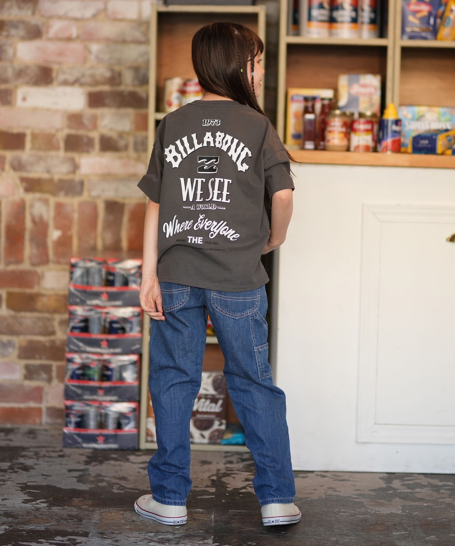 BILLABONG ビラボン 半袖 Tシャツ キッズ ジュニア 子供 バックプリント MESSAGE ARCH BG015251(OFB-130cm)