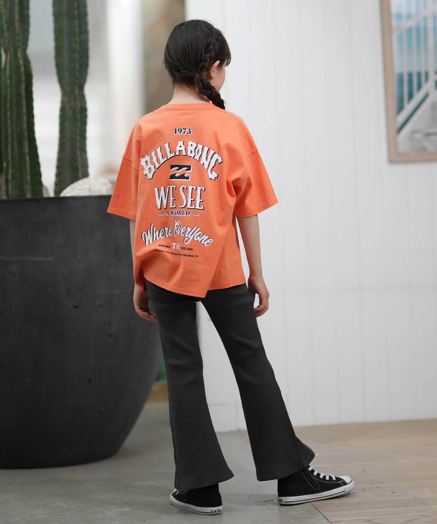 BILLABONG ビラボン 半袖 Tシャツ キッズ ジュニア 子供 バックプリント MESSAGE ARCH BG015251(OFB-130cm)