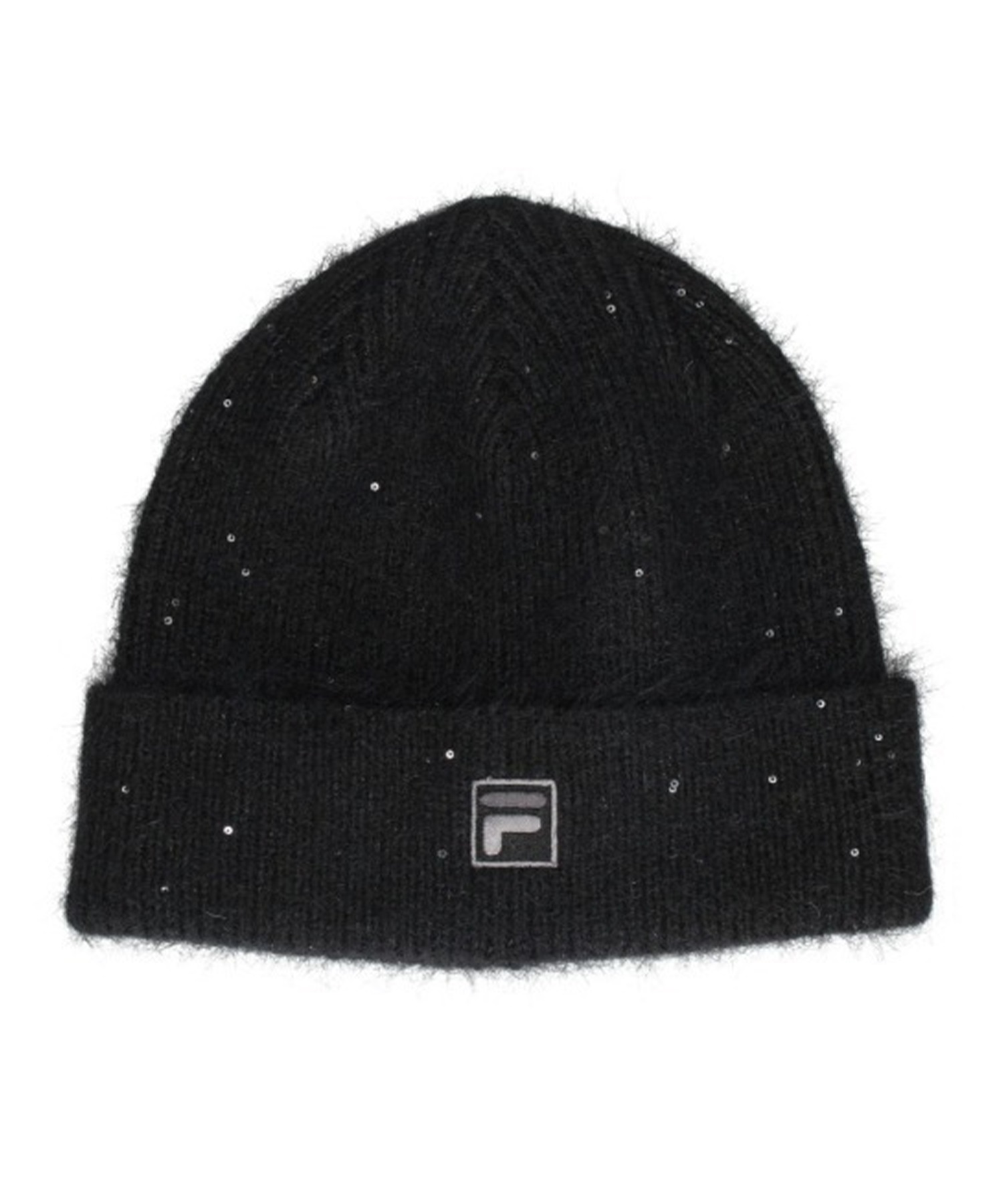 黒 星模様 ニット帽 Fサイズ FILA フィラ ニット帽 ビーニー ニットキャップ ワッチ スパンコール