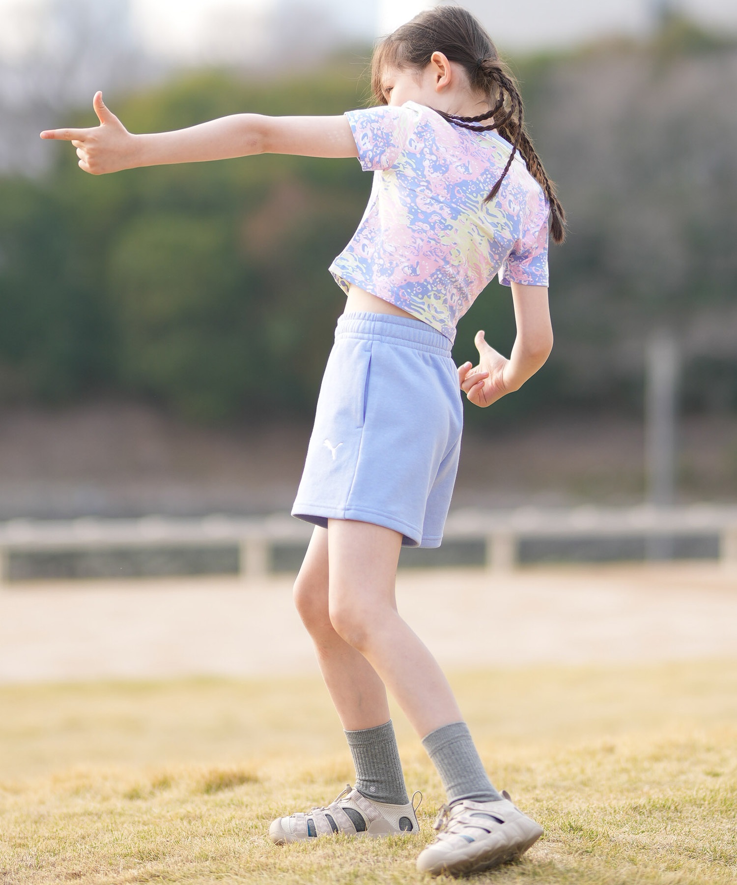 PUMA プーマ ハーフパンツ ショートパンツ キッズ ジュニア 子供 ESS プーマ ロゴ ハイウェスト ショートPT TR G 694245(59-130cm)
