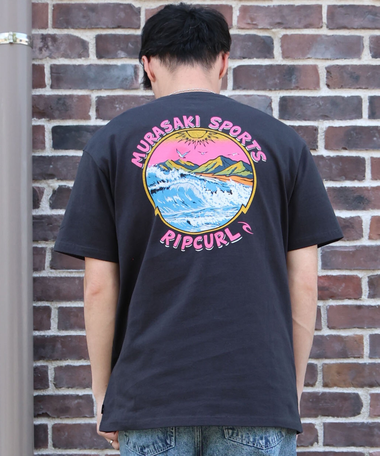 MURASAKI ムラサキ × RIPCURL リップカール コラボレーション 半袖 Tシャツ メンズ M RCM6S-2101 ムラサキスポーツ限定(WHT-M)