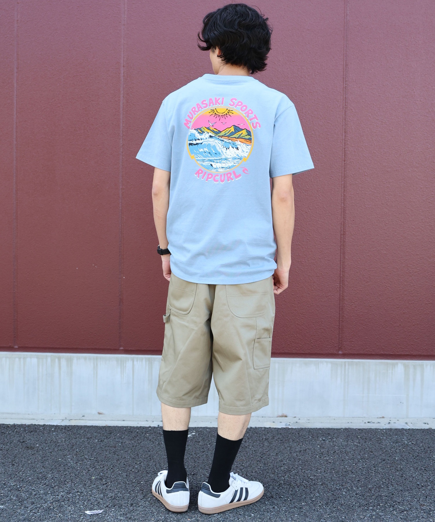 MURASAKI ムラサキ × RIPCURL リップカール コラボレーション 半袖 Tシャツ メンズ M RCM6S-2101 ムラサキスポーツ限定(WHT-M)