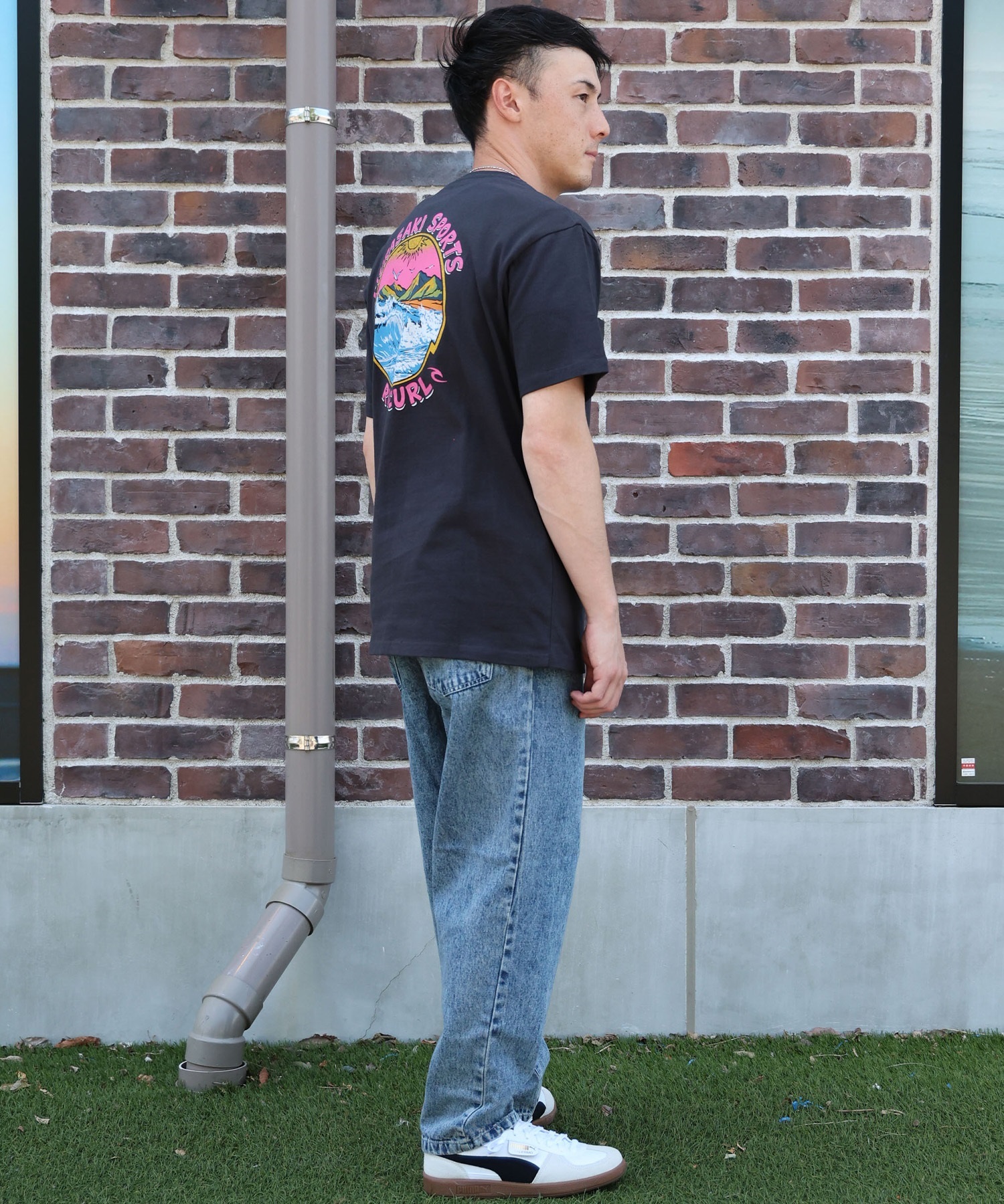 MURASAKI ムラサキ × RIPCURL リップカール コラボレーション 半袖 Tシャツ メンズ M RCM6S-2101 ムラサキスポーツ限定(WHT-M)