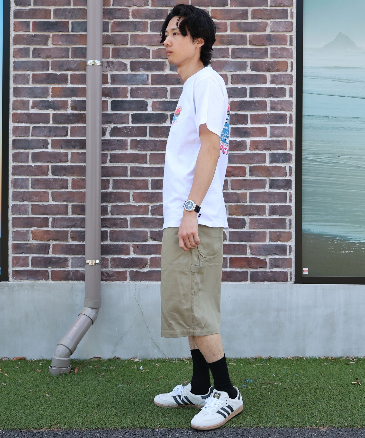 MURASAKI ムラサキ × RIPCURL リップカール コラボレーション 半袖 Tシャツ メンズ M RCM6S-2101 ムラサキスポーツ限定(WHT-M)