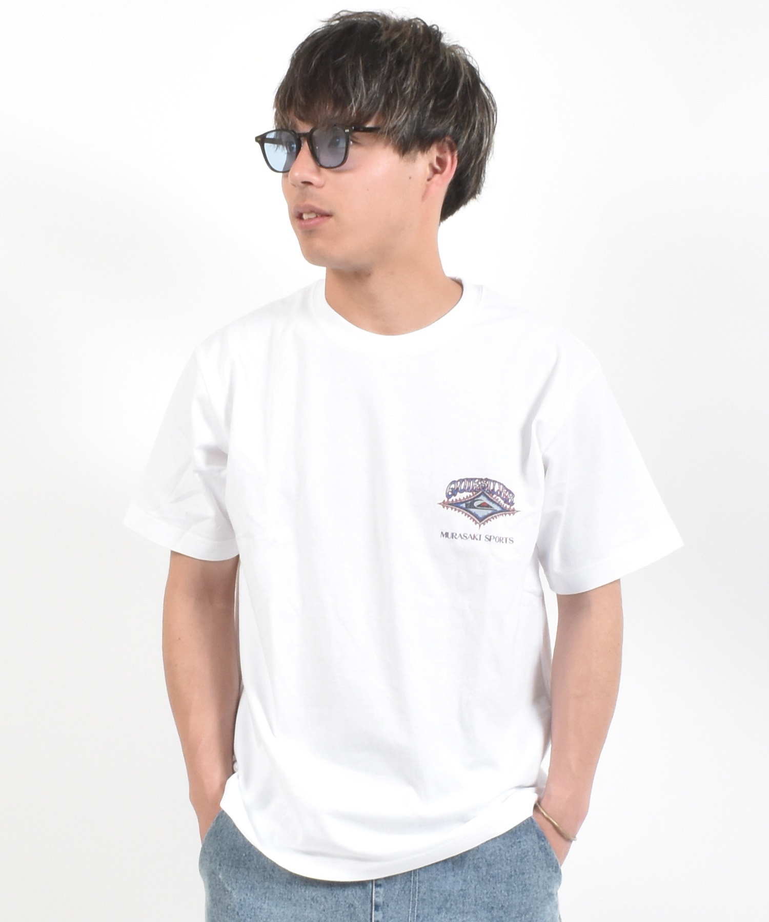 MURASAKI ムラサキ × QUIKSILVER クイックシルバー コラボレーション 半袖 Tシャツ メンズ QST262609M ムラサキスポーツ限定(BLK-M)
