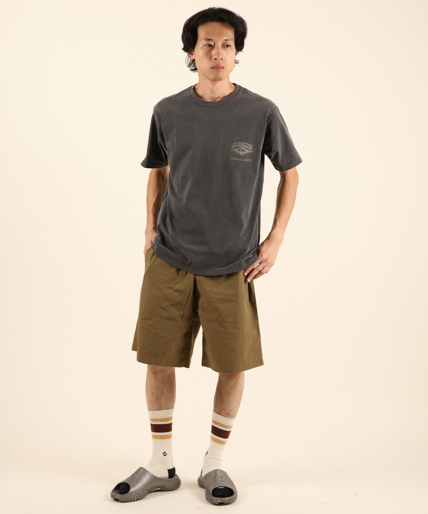MURASAKI ムラサキ × QUIKSILVER クイックシルバー コラボレーション 半袖 Tシャツ メンズ QST262609M ムラサキスポーツ限定(BLK-M)