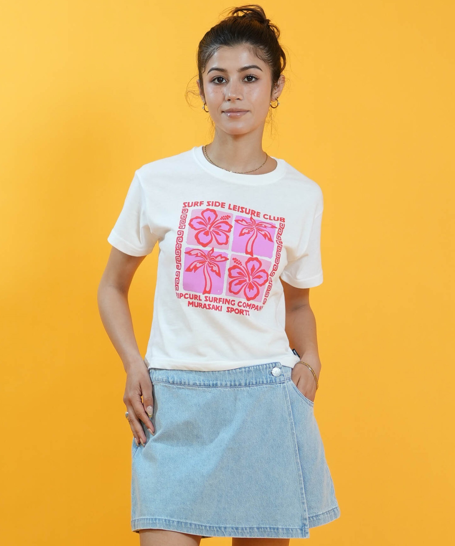 ラブプルカラー 36本 MURASAKI ムラサキ × RIPCURL リップカール 半袖 Tシャツ レディース