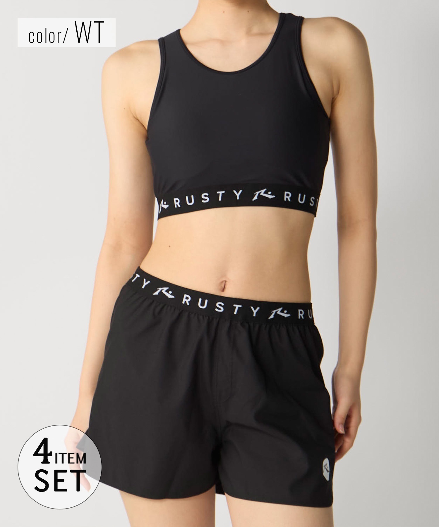 RUSTY ラスティ 水着 4点セット レディース 半袖ラッシュT ショート