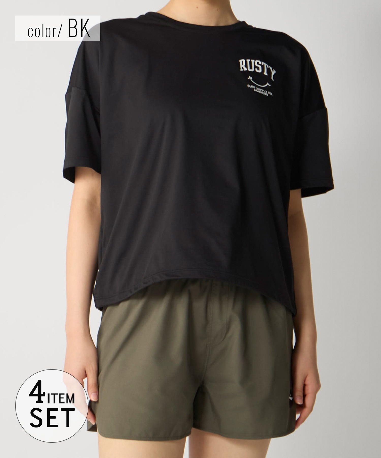 RUSTY ラスティ 水着 4点セット レディース 半袖ラッシュT ショート