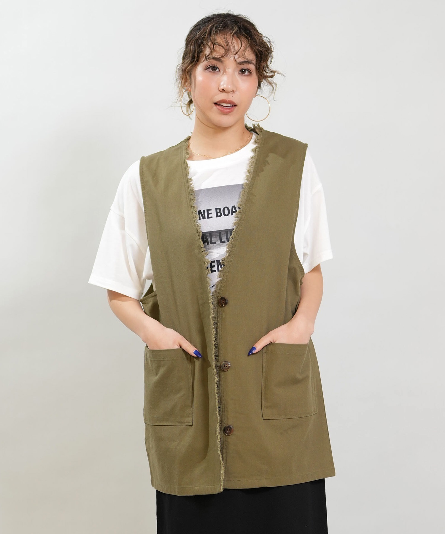 RIKKA FEMME リッカファム ベスト レディース ジレ リネン RF6S-0201(BEG-FREE)