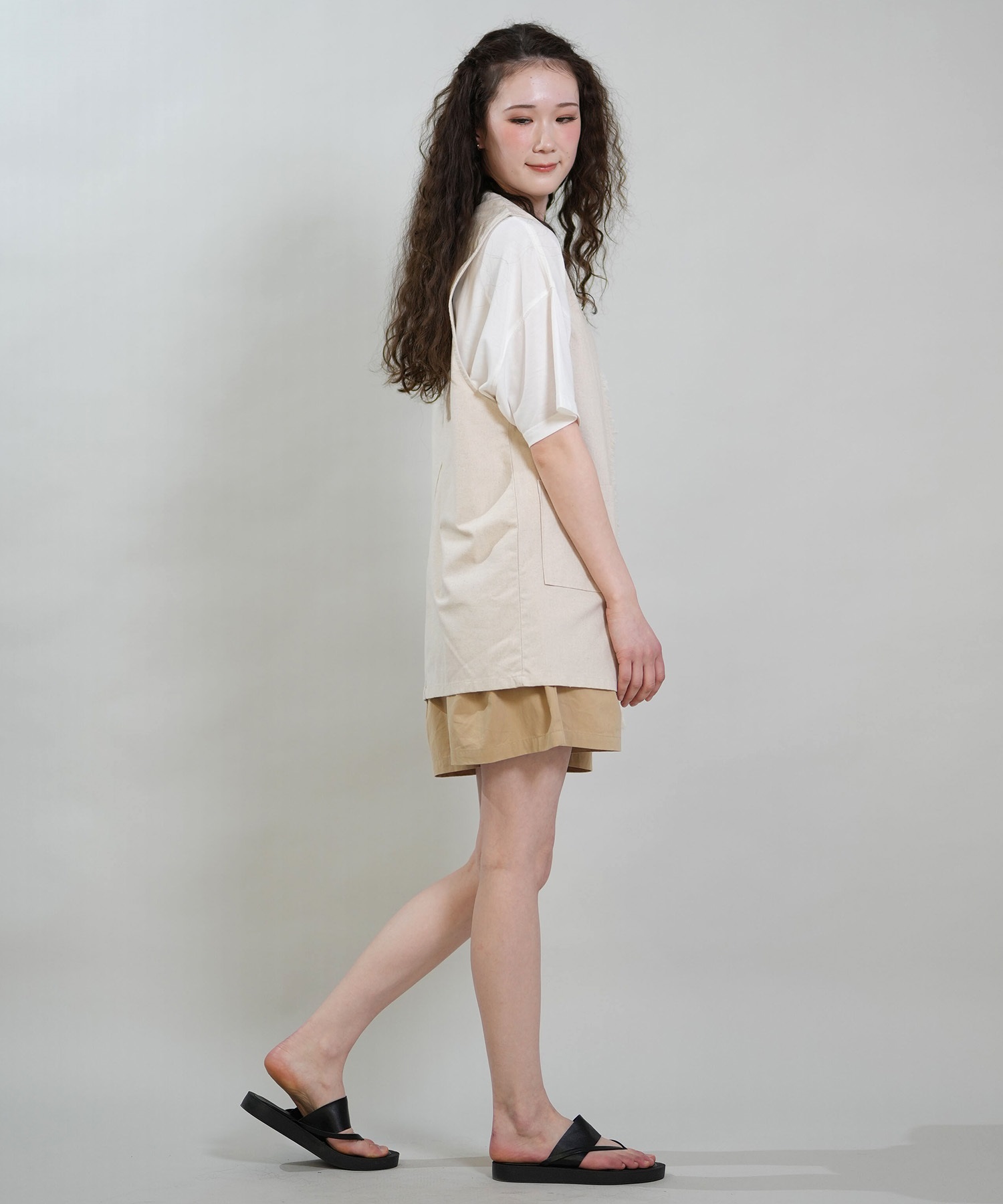 RIKKA FEMME リッカファム ベスト レディース ジレ リネン RF6S-0201(BEG-FREE)