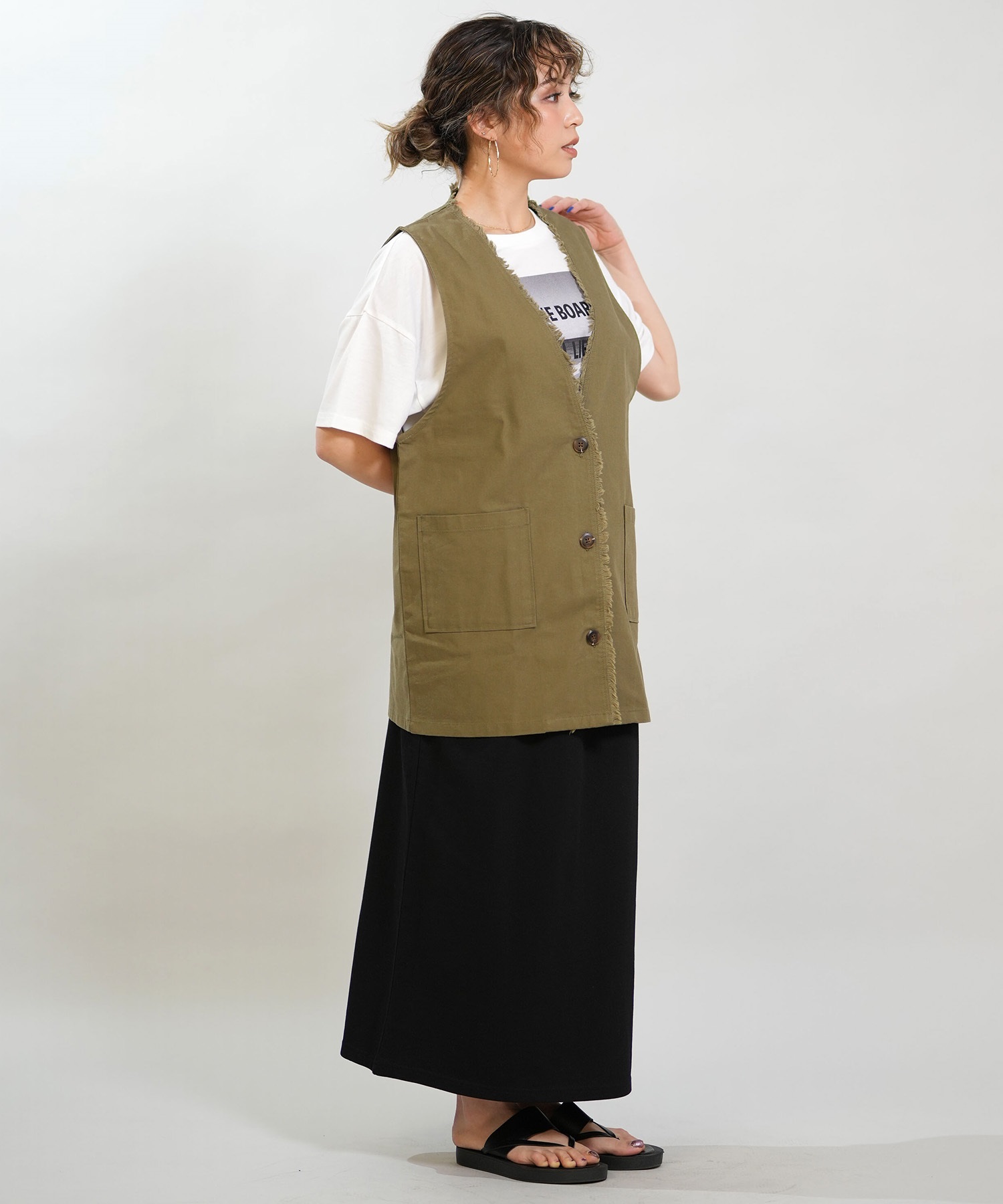 RIKKA FEMME リッカファム ベスト レディース ジレ リネン RF6S-0201(BEG-FREE)