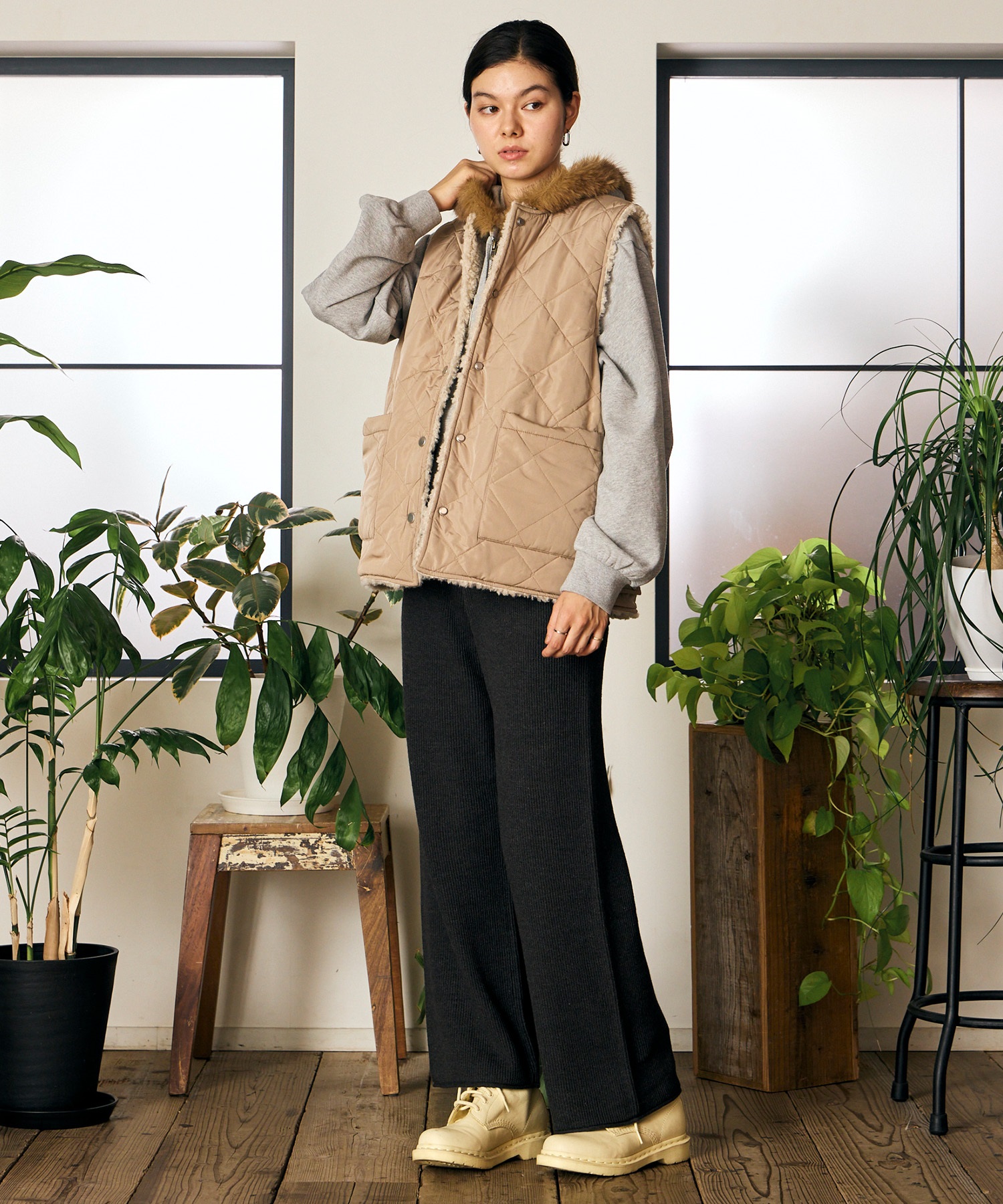 RIKKA FEMME リッカファム ベスト レディース リバーシブル 2way ボア