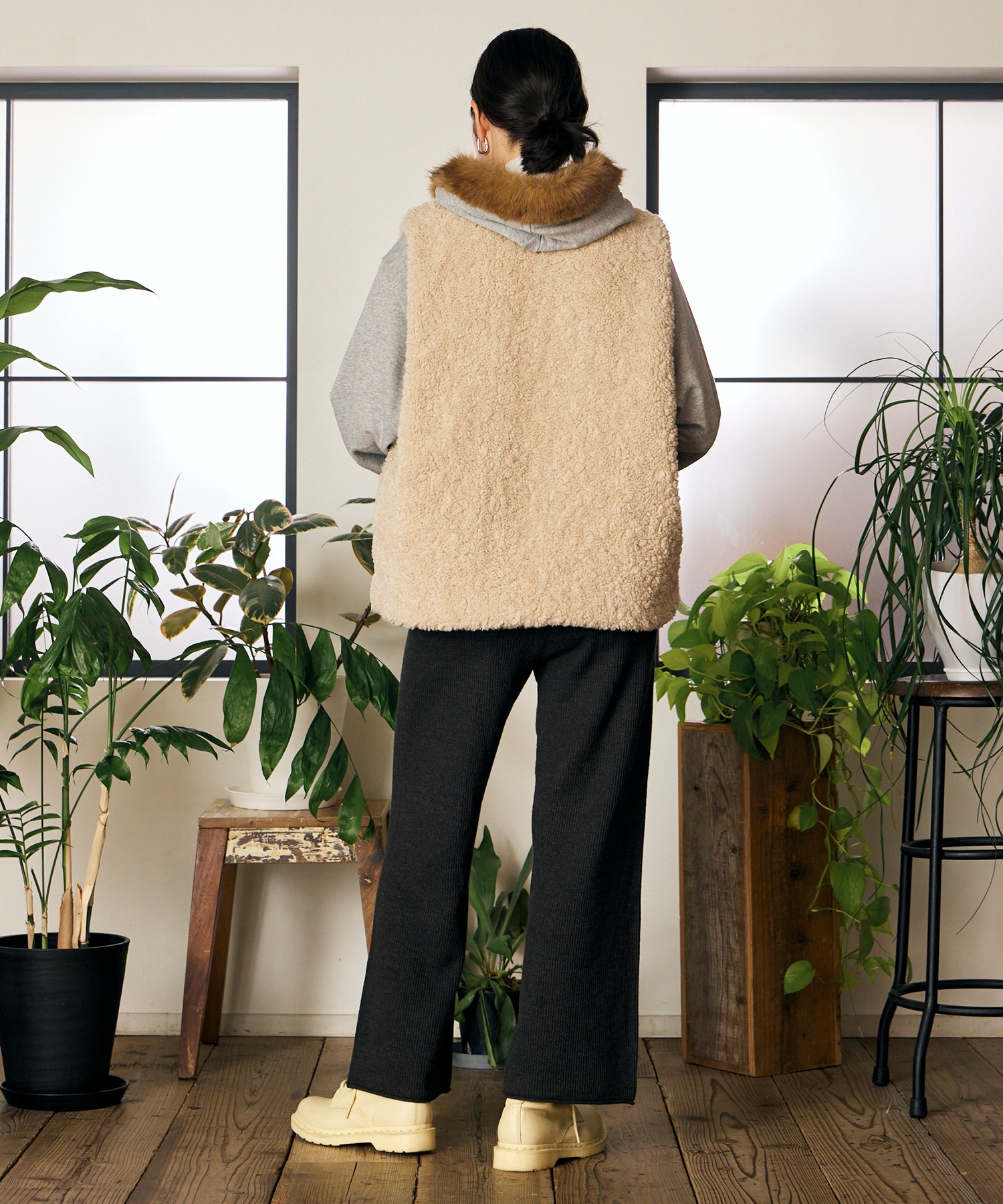RIKKA FEMME リッカファム ベスト レディース リバーシブル 2way ボア キルティング RF6F-0201(BEG-FREE)
