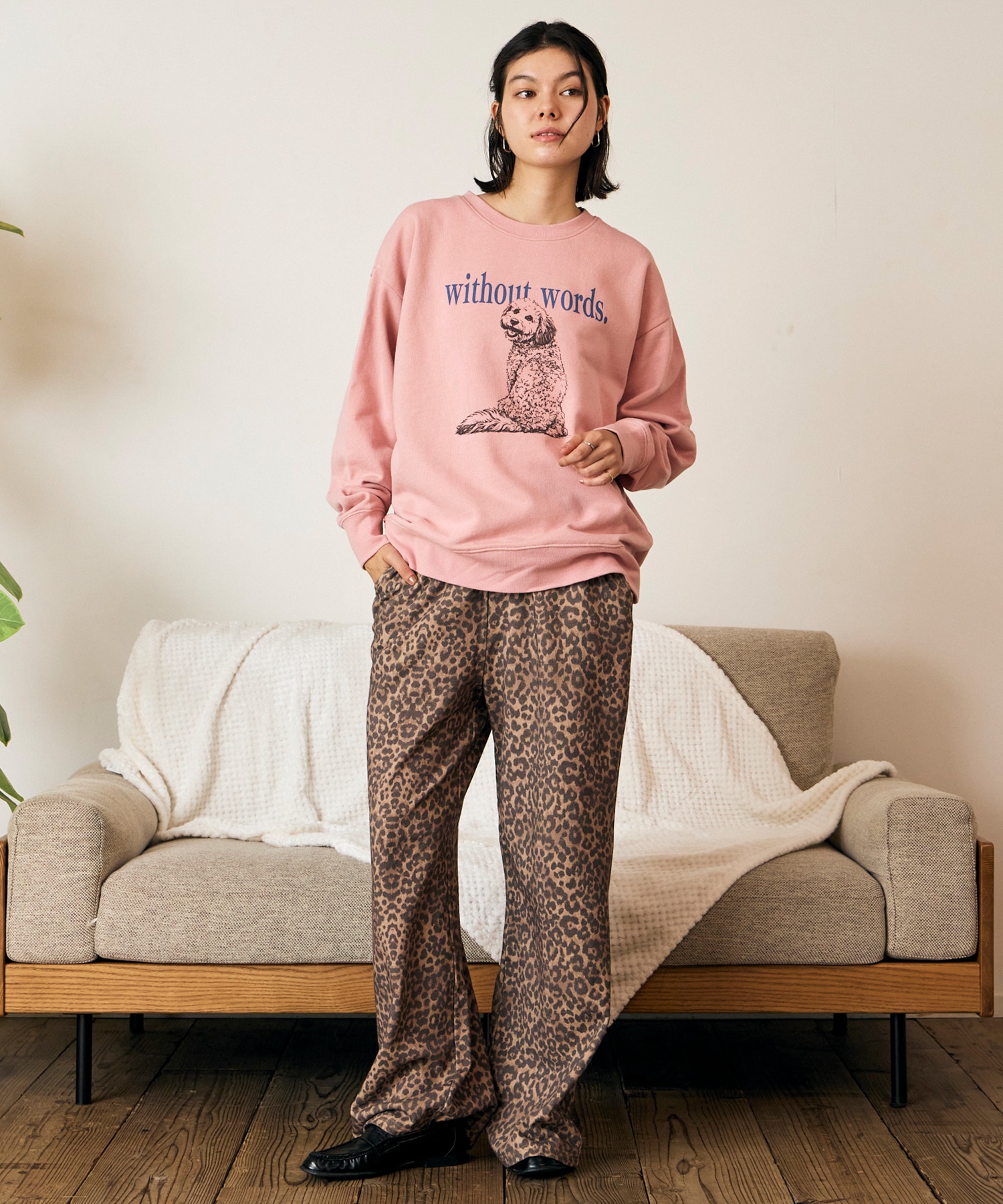 RIKKA FEMME リッカファム トレーナー スウェット レディース 裏毛 ドッググラフィック RF6F-1101(GRY-FREE)