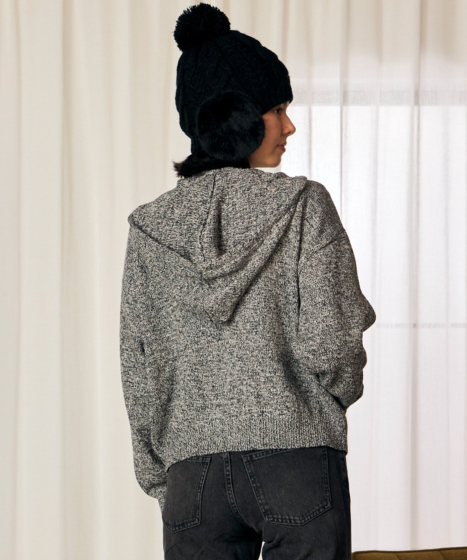 RIKKA FEMME リッカファム ジップアップ パーカー フーディー レディース ネップ柄 RF6F-1203(BLK-FREE)