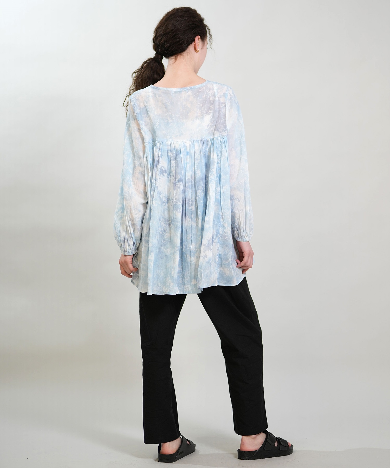 RIKKA FEMME リッカファム ワンピース レディース 長袖 キーネック タイダイ柄 RF6S-1401(BLU-FREE)