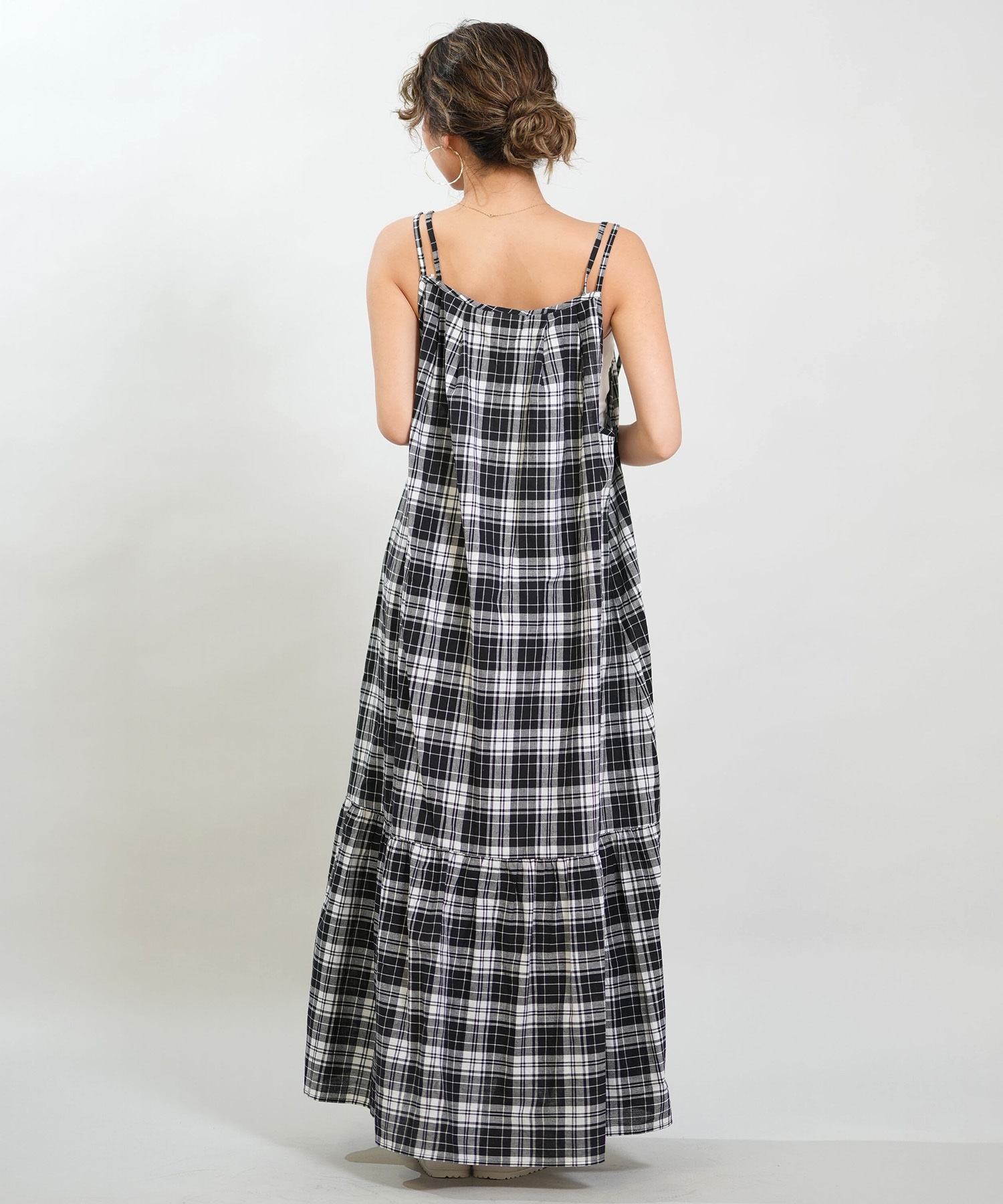 RIKKA FEMME リッカファム ワンピース レディース マドラスチェック ロング丈 RF6S-1403(BLK-FREE)