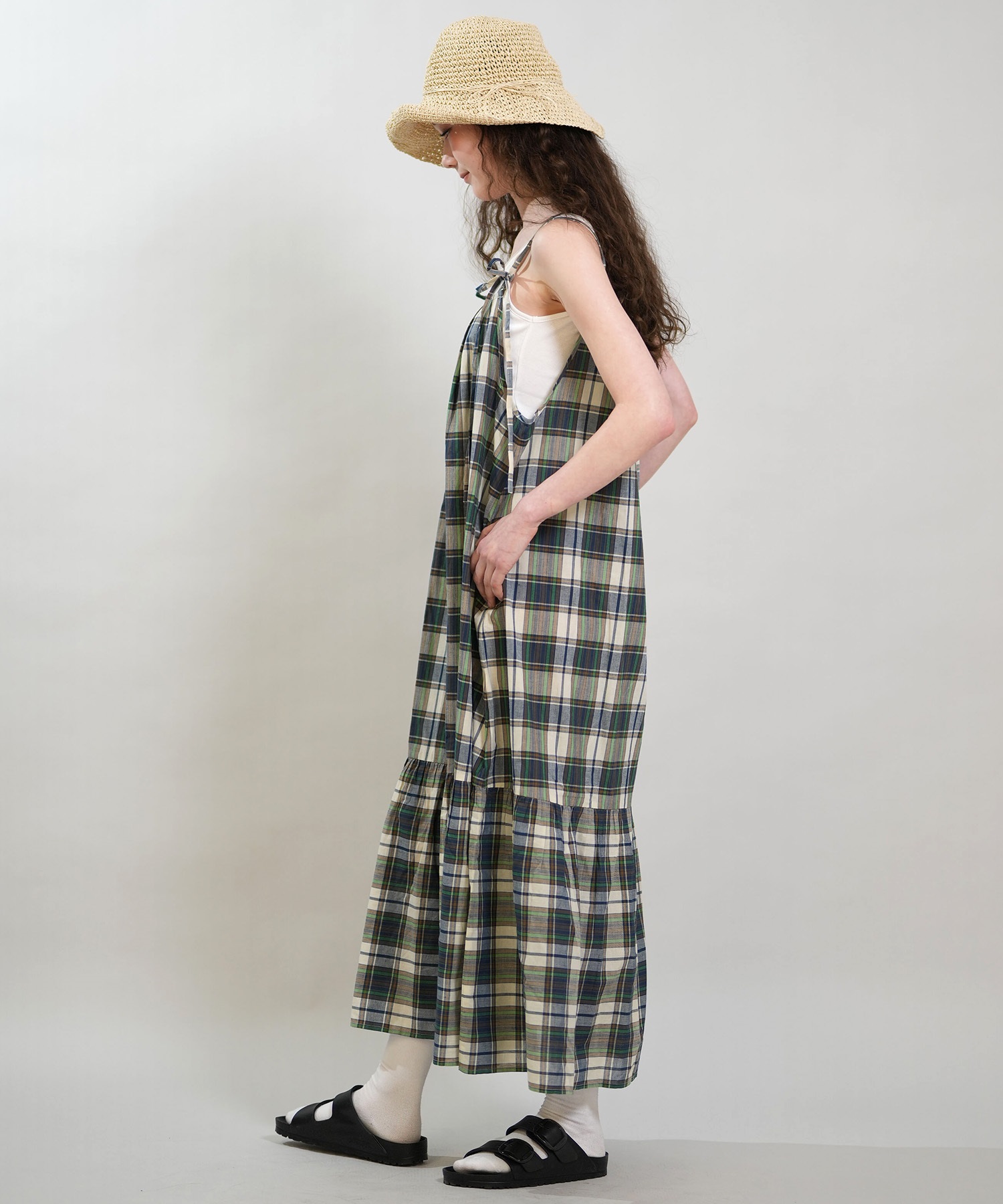 RIKKA FEMME リッカファム ワンピース レディース マドラスチェック ロング丈 RF6S-1403(BLK-FREE)