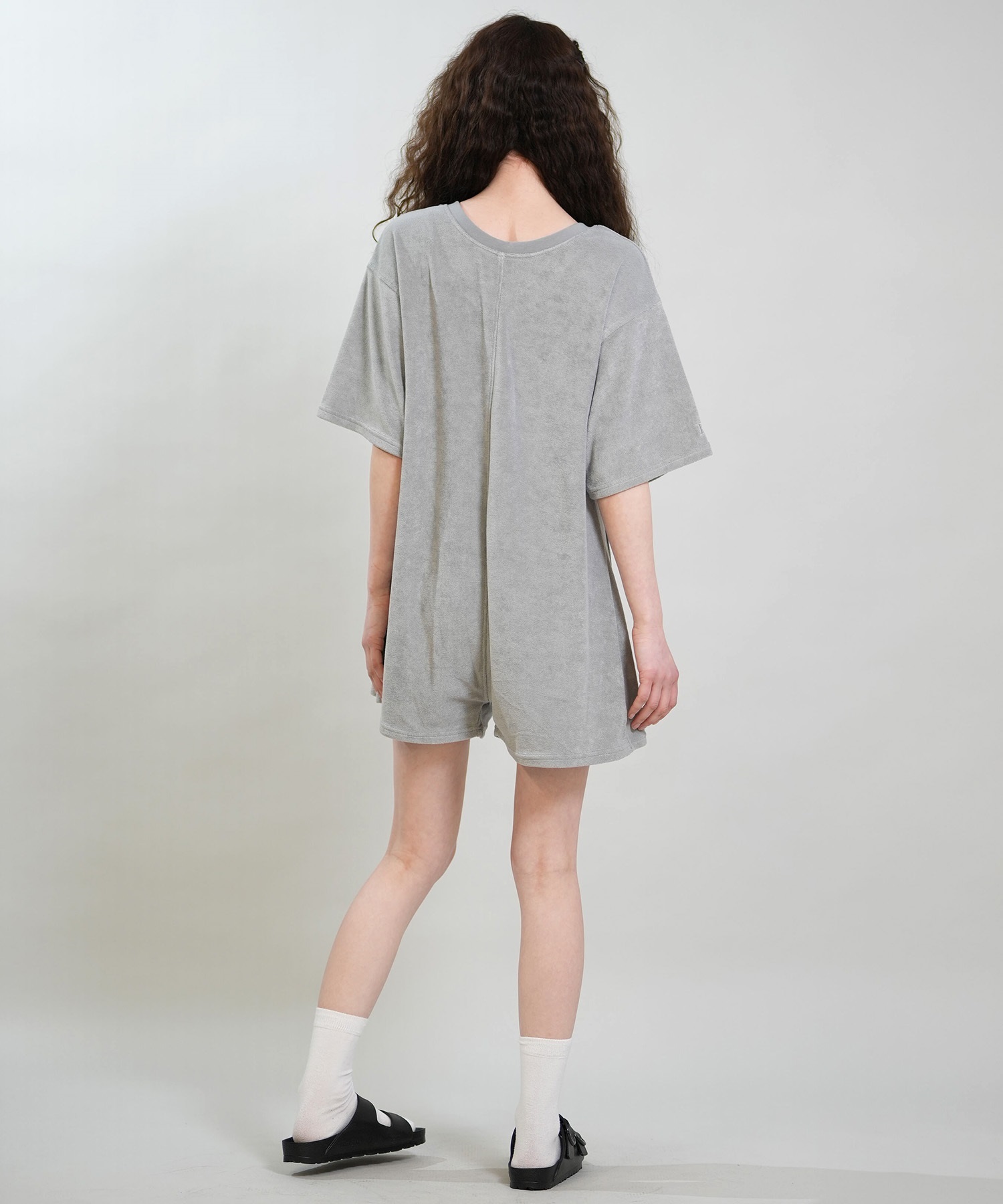 RIKKA FEMME リッカファム オールインワン ロンパース レディース パイル生地 ショート丈 吸水速乾 UVカット RF6S-1406(GRY-FREE)