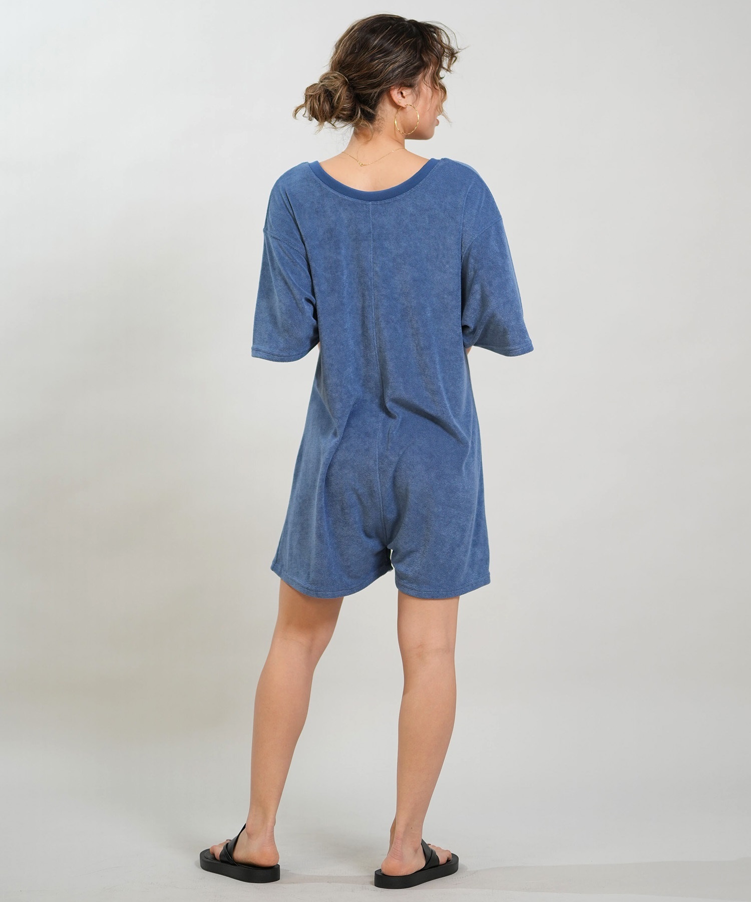 RIKKA FEMME リッカファム オールインワン ロンパース レディース パイル生地 ショート丈 吸水速乾 UVカット RF6S-1406(GRY-FREE)