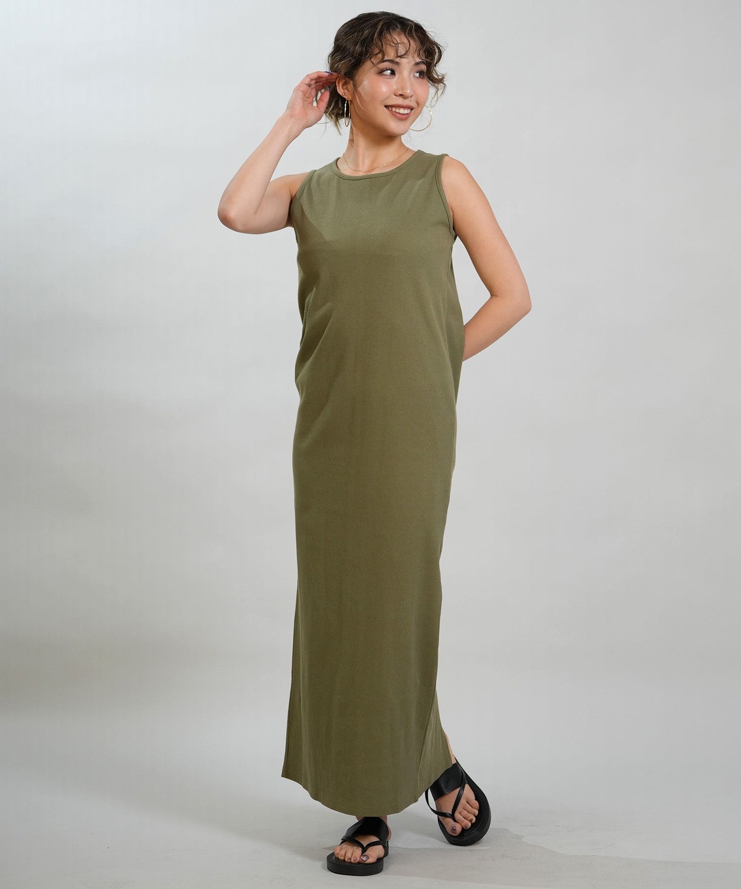 RIKKA FEMME リッカファム ワンピース レディース リブワンピ ロング丈 RF6S-1408(GRY-FREE)