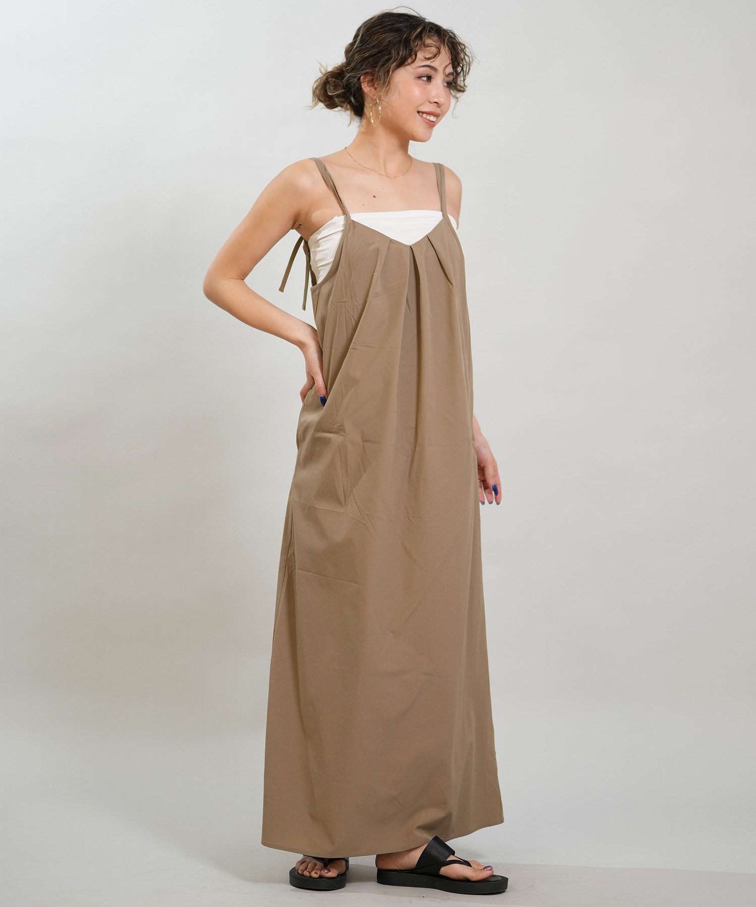 RIKKA FEMME リッカファム ワンピース レディース キャミワンピ マキシ丈 RF6S-1404(BLK-FREE)