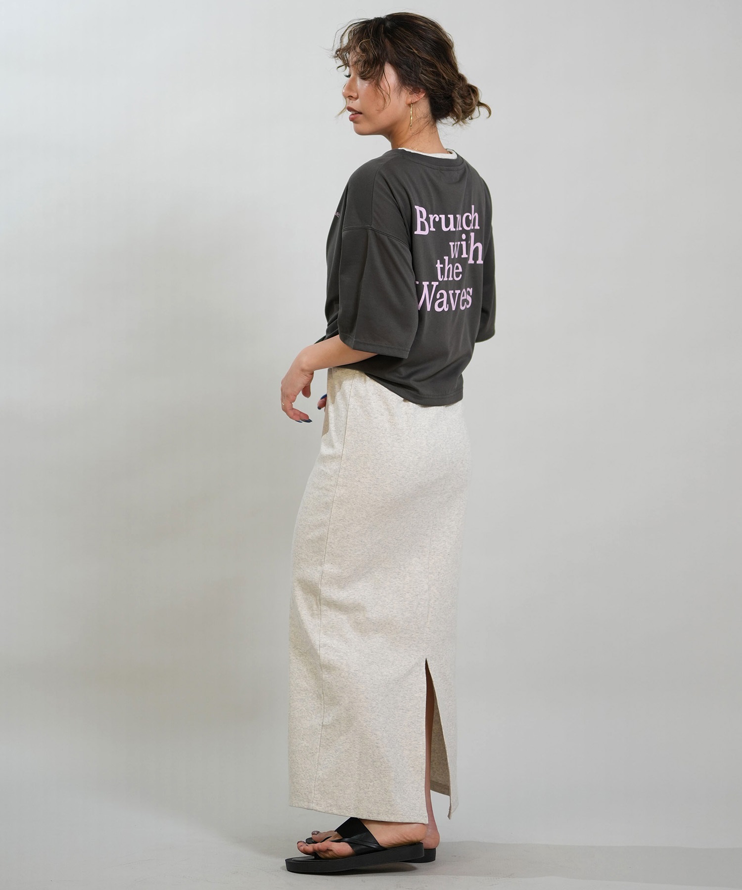 RIKKA FEMME リッカファム 半袖 Tシャツ レディース バックプリント 結びデザイン 吸水速乾 UVカット RF6S-2103(WHT-FREE)