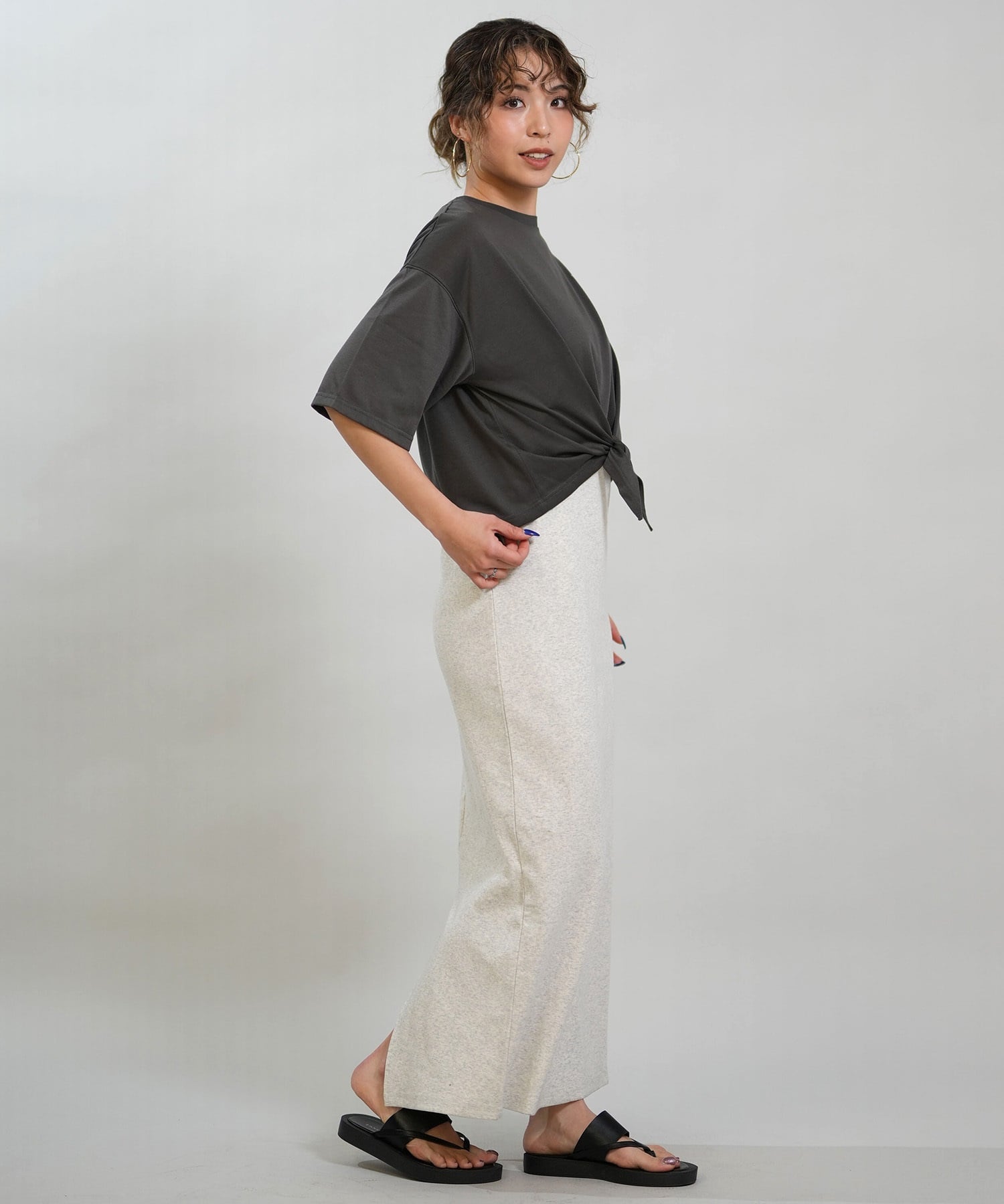 RIKKA FEMME リッカファム 半袖 Tシャツ レディース バックプリント 結びデザイン 吸水速乾 UVカット RF6S-2103(WHT-FREE)