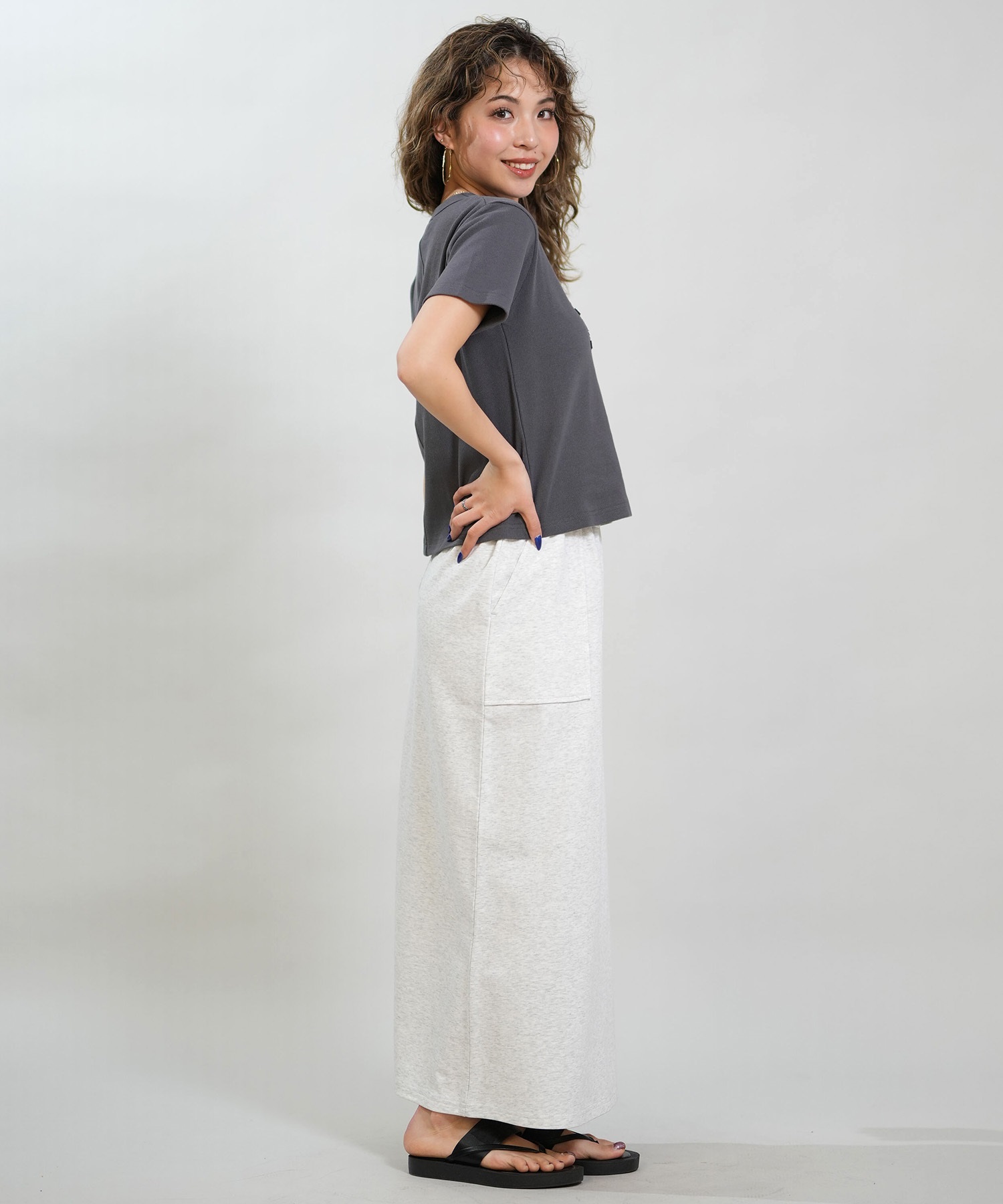 RIKKA FEMME リッカファム 半袖 Tシャツ レディース リブ フロント刺繍 RF6S-2104(WHT-SM)