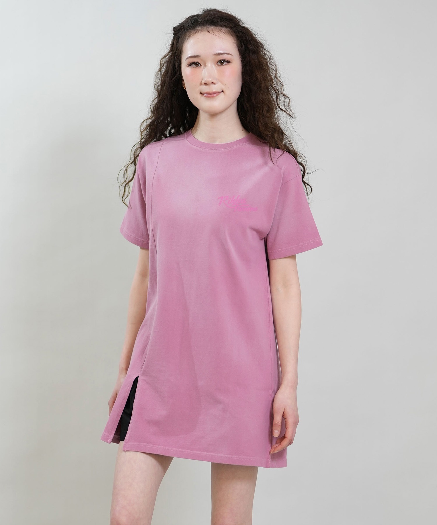 RIKKA FEMME リッカファム 半袖 Tシャツ レディース ワンピース Tシャツワンピ バックプリント RF6S-2105(GRY-FREE)