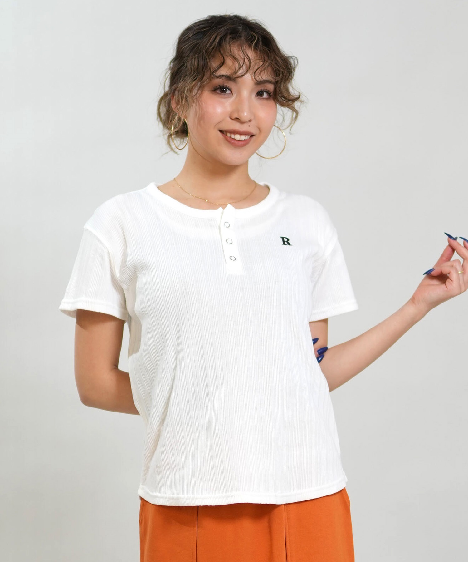 RIKKA FEMME リッカファム 半袖 Tシャツ レディース ヘンリーネック