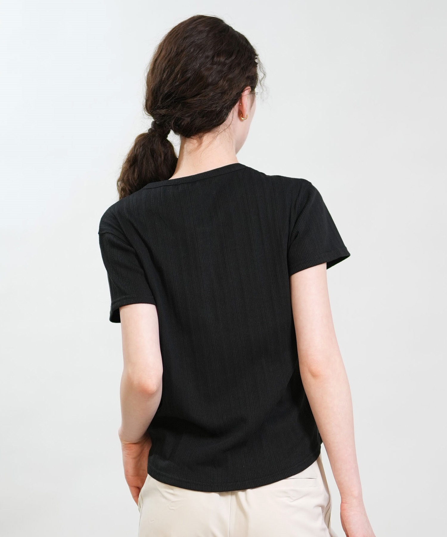 RIKKA FEMME リッカファム 半袖 Tシャツ レディース ヘンリーネック